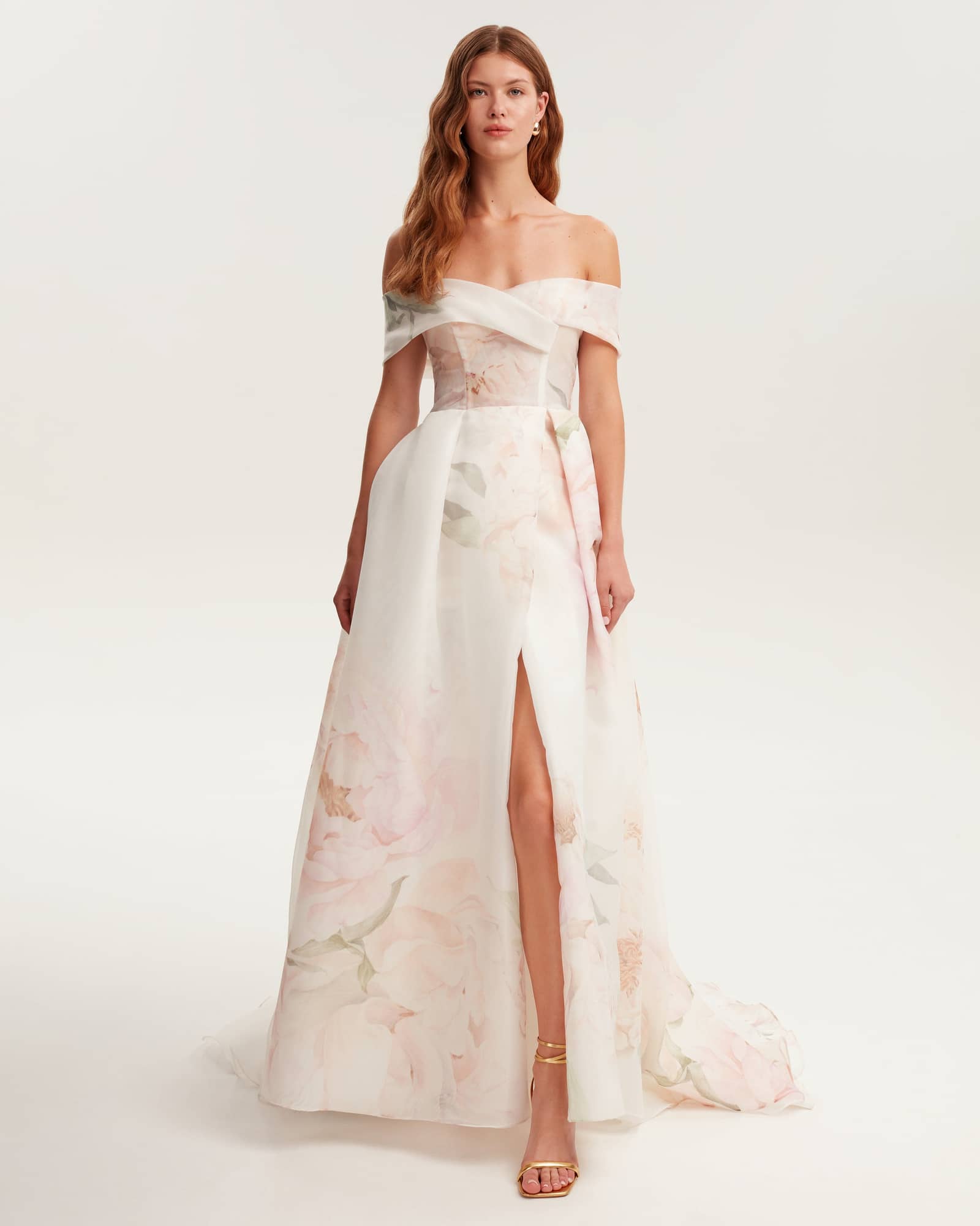 Gorgeous pink peony off-the-shoulder maxi dress, Garden of Eden made by Milla