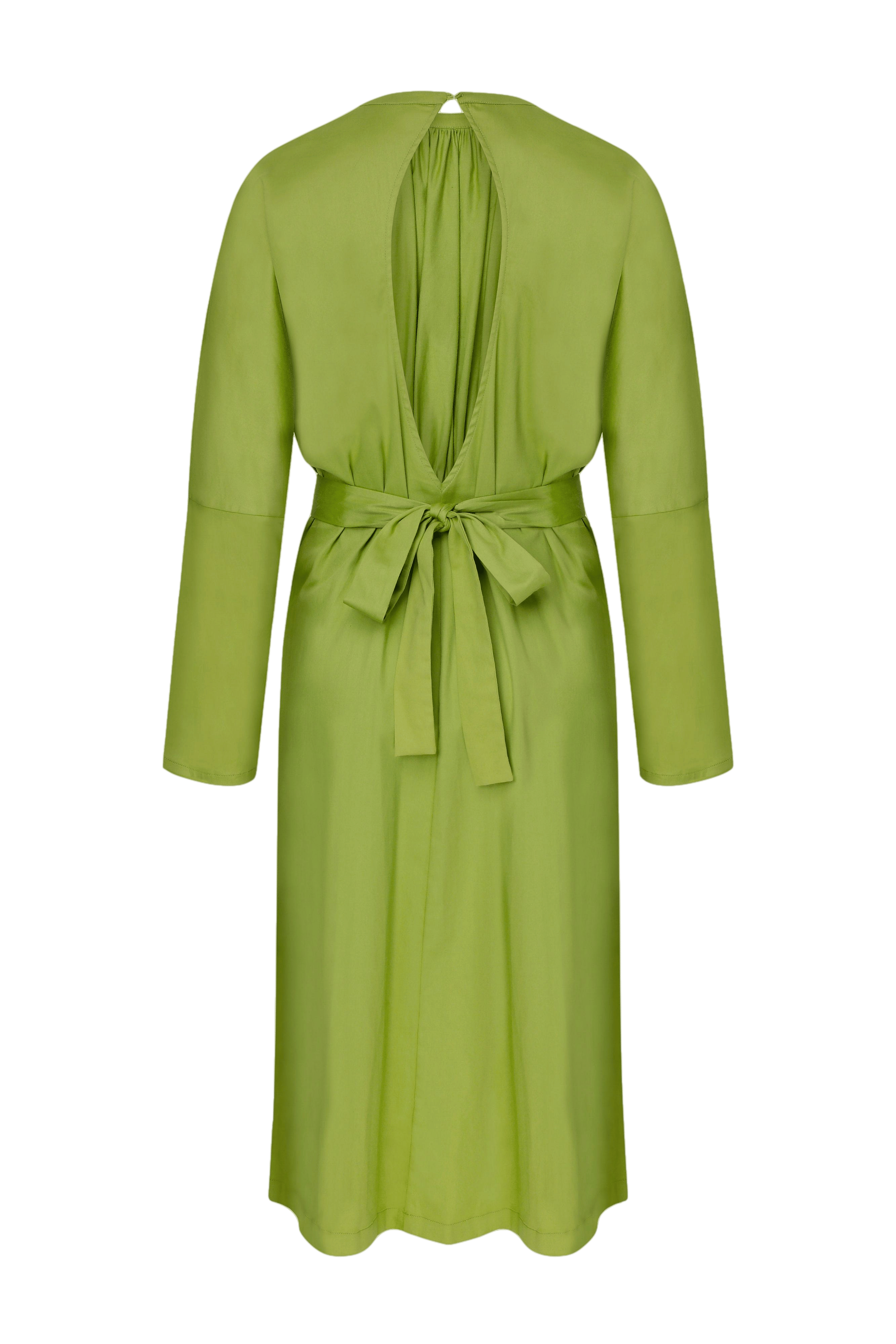 Martha Open Back Cotton Dress in Green made by Nazli Ceren