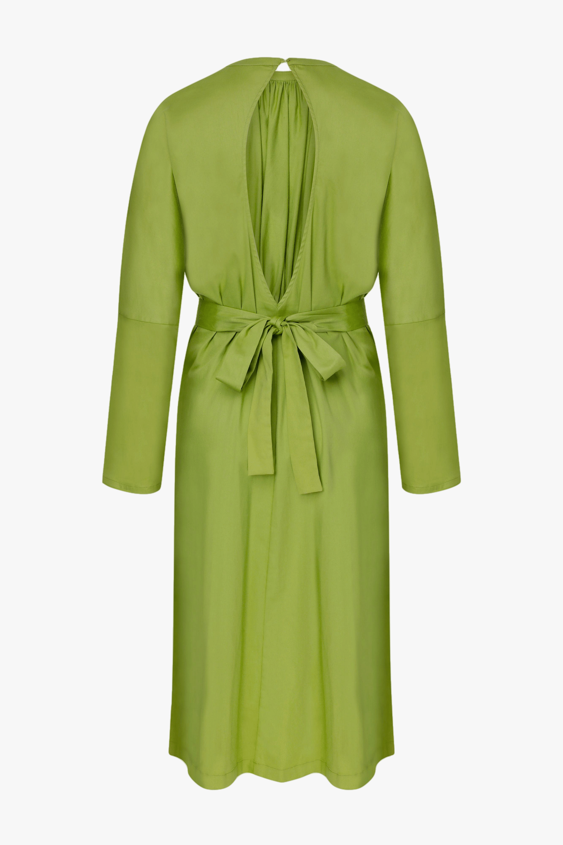 Martha Open Back Cotton Dress in Green made by Nazli Ceren