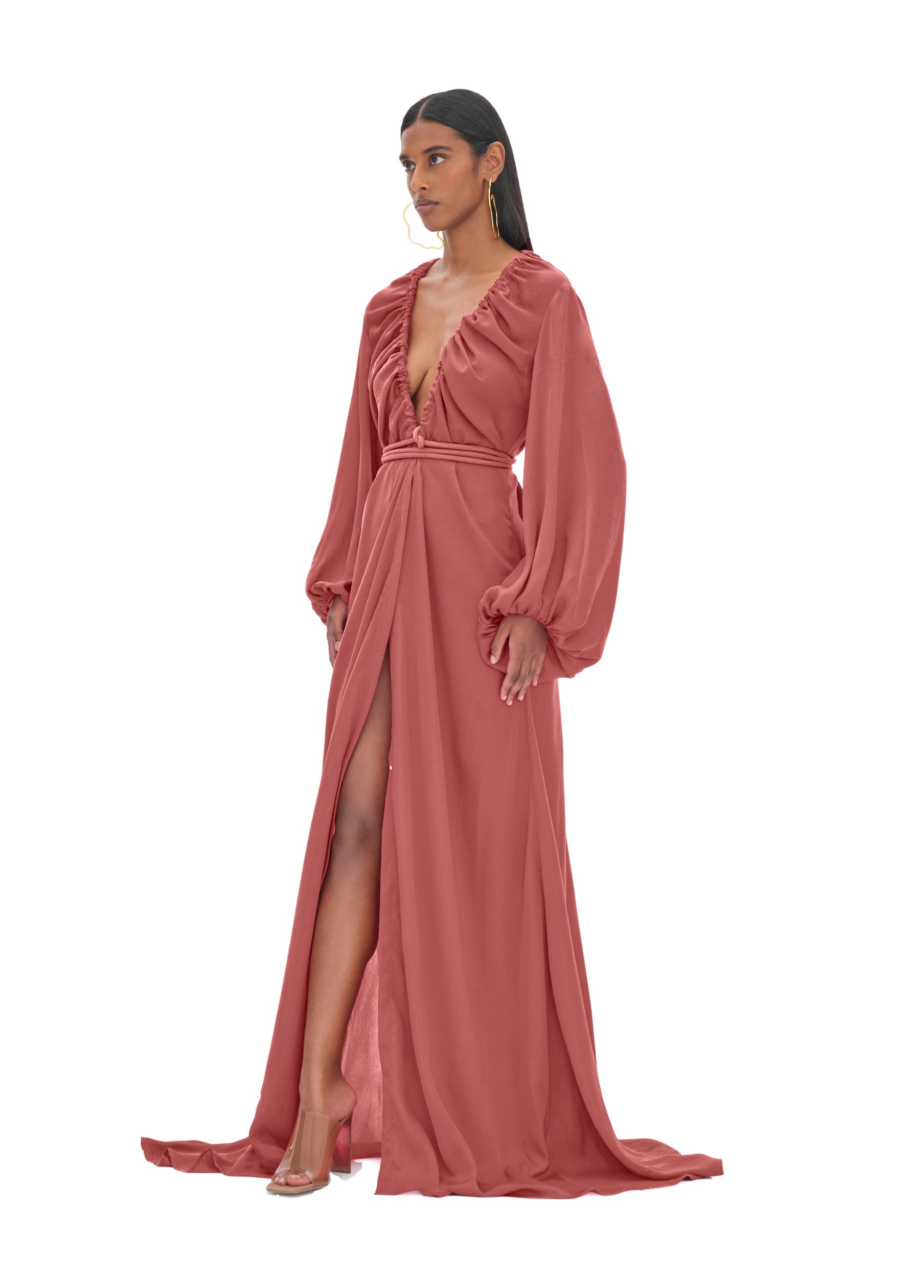 NEEMA DUSTY APRICOT ROBE made by Andrea Iyamah