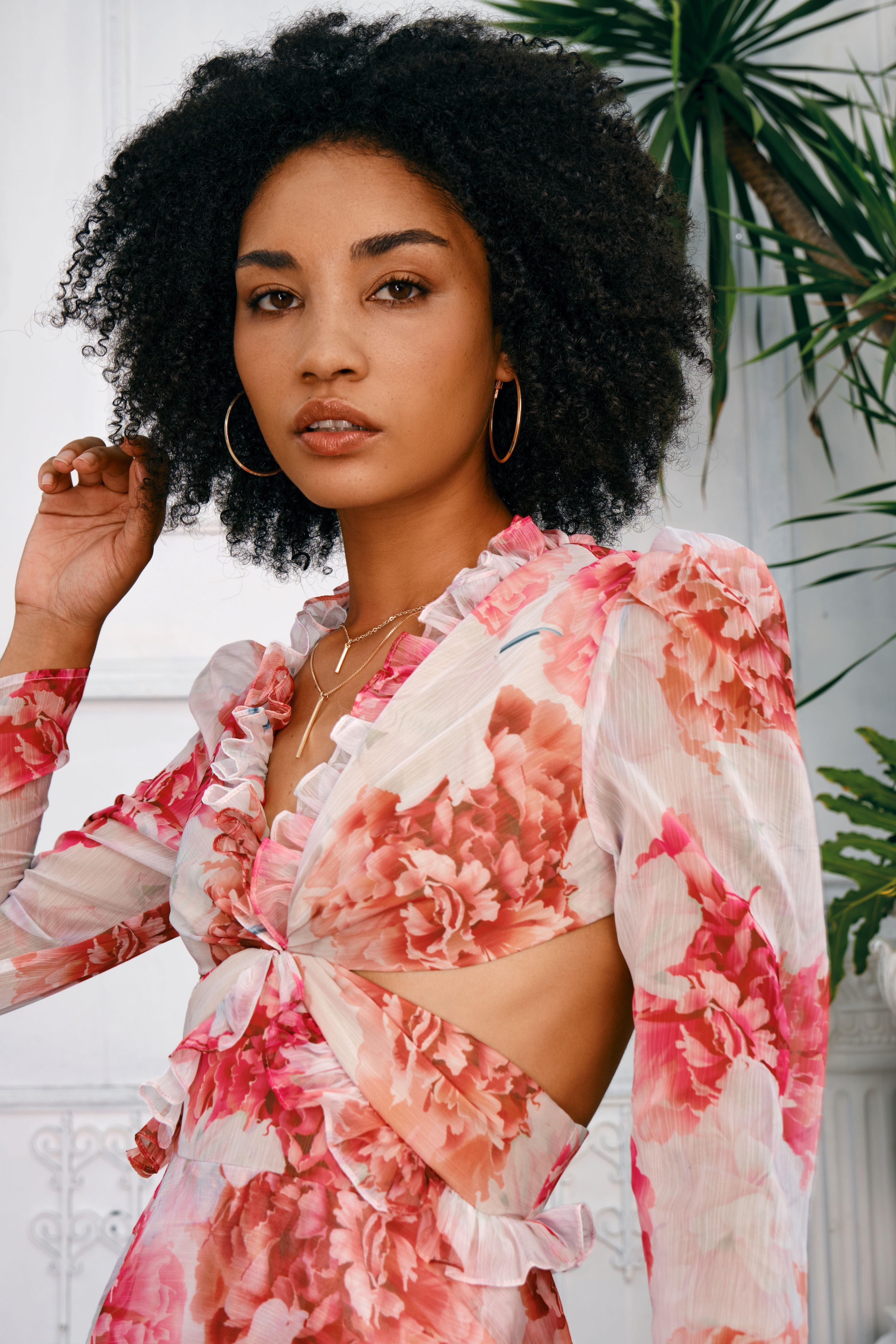 strapless open back dress Pink Floral V-Neck Maxi Dress - All Dresses