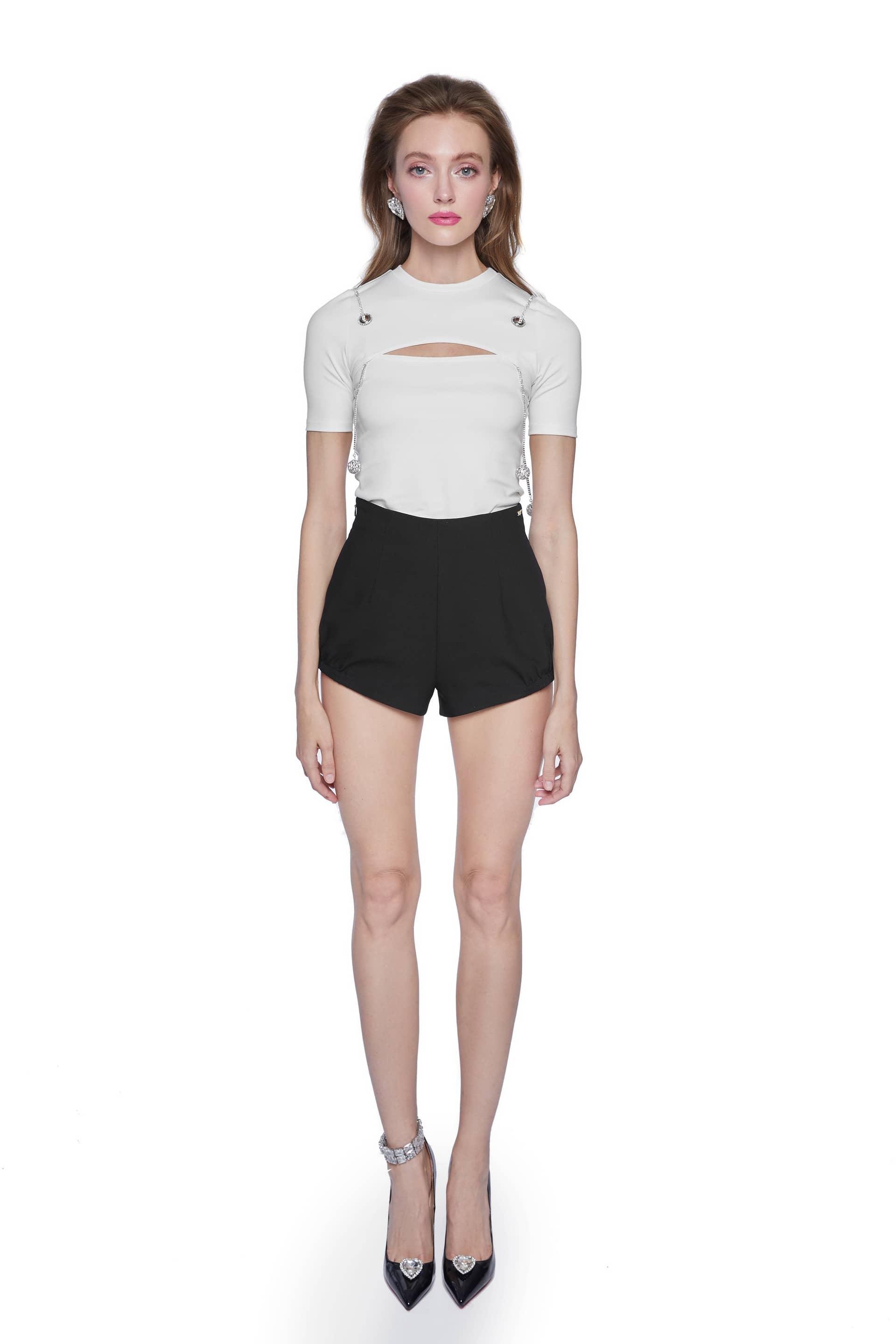 Black Meghan High Waisted Shorts in Black made by Nana Jacqueline