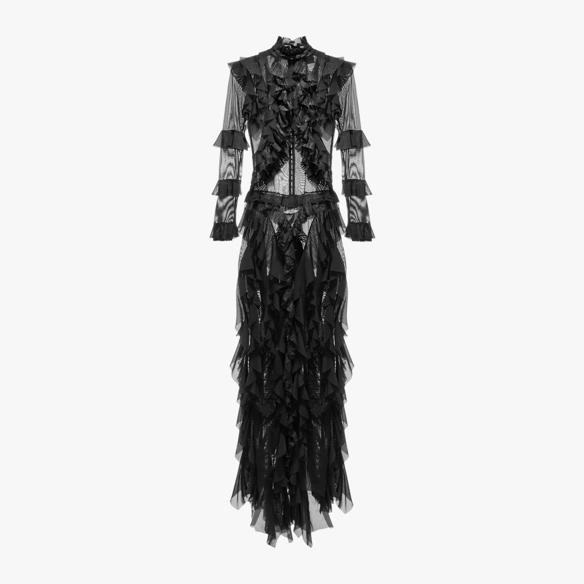 Long Sheer Dress Black made by YAVORSKA