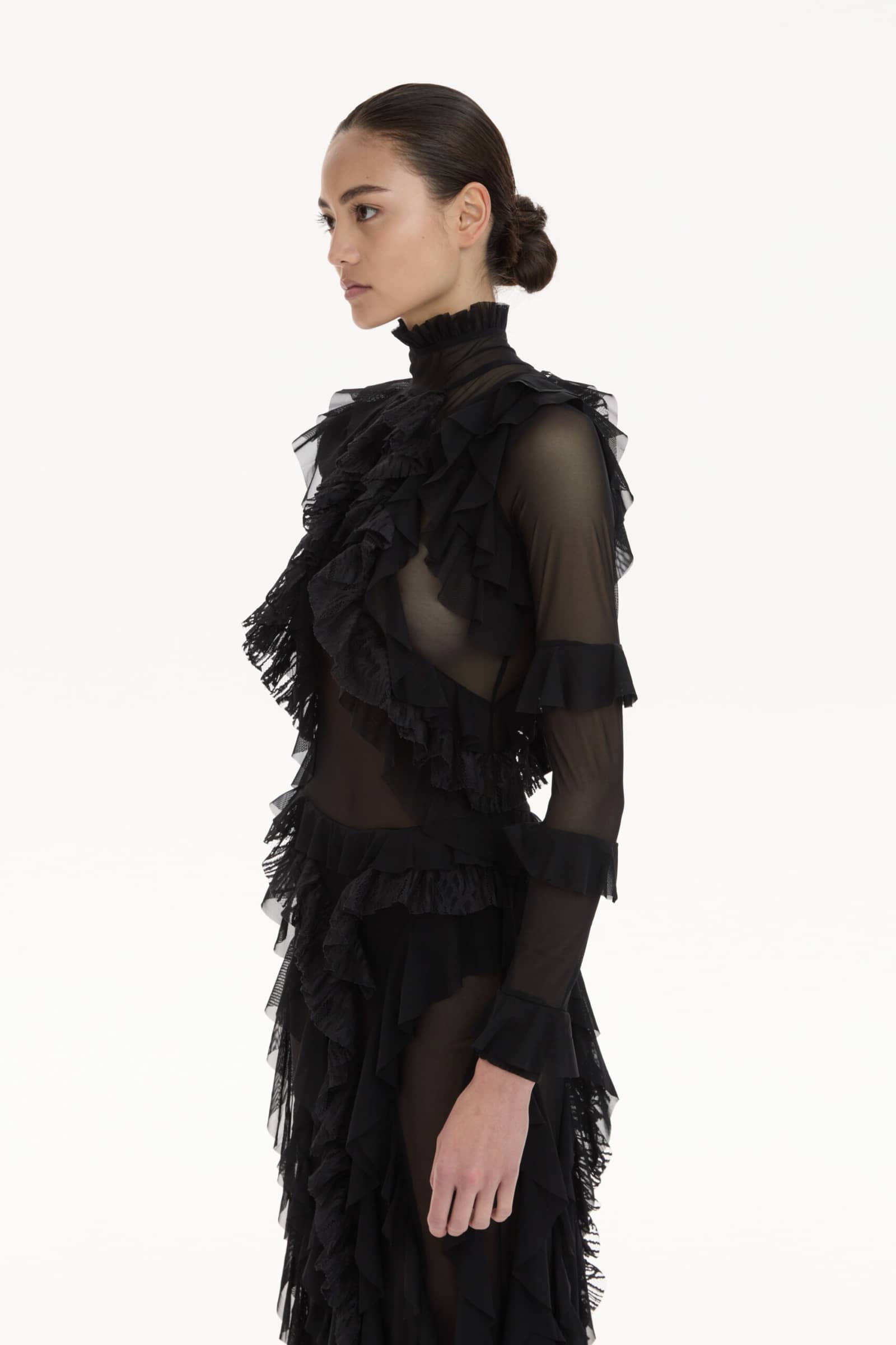 Long Sheer Dress Black made by YAVORSKA