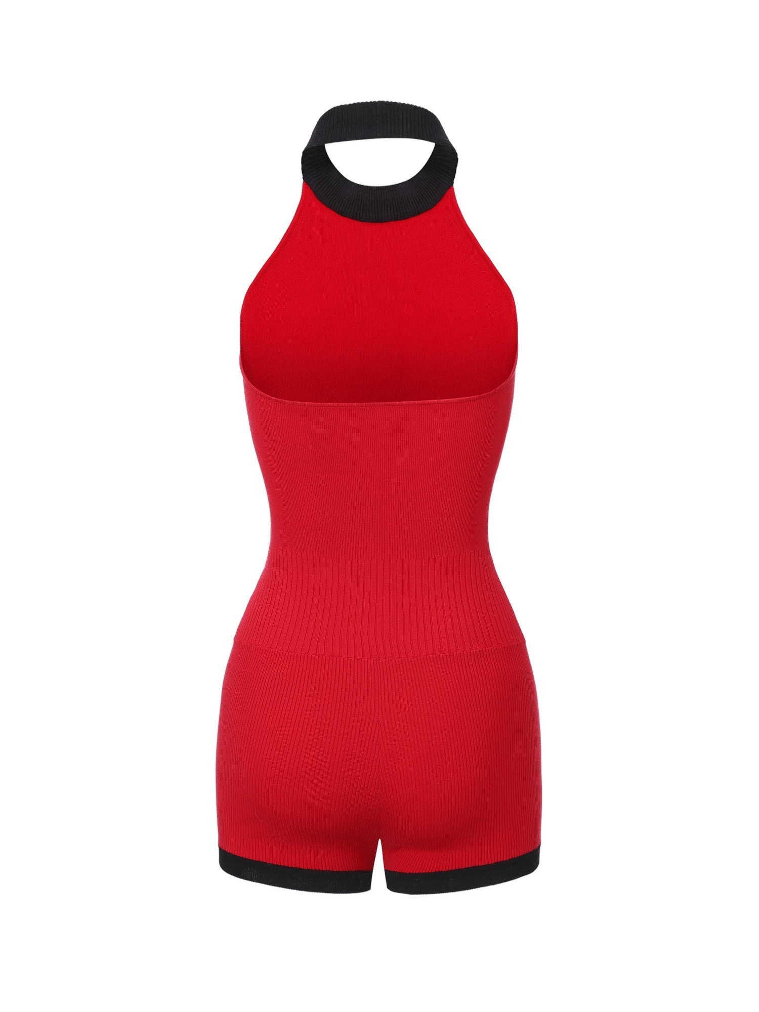 Ava Contrast Halter Knit Red Romper made by Nana Jacqueline