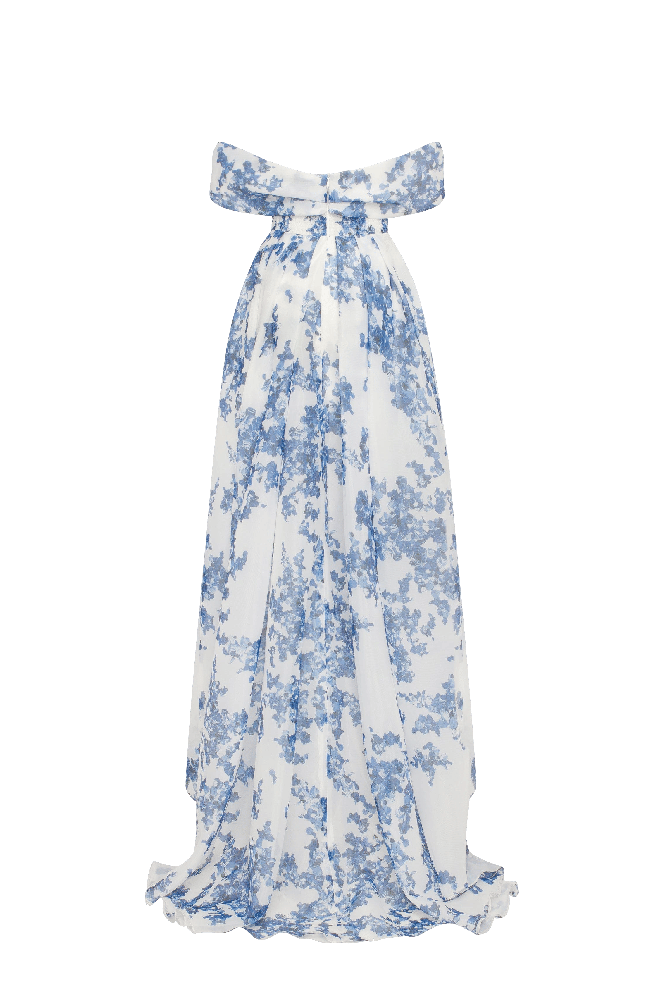 Catchy off-the-shoulder blue hydrangea maxi dress, Garden of Eden made by Milla