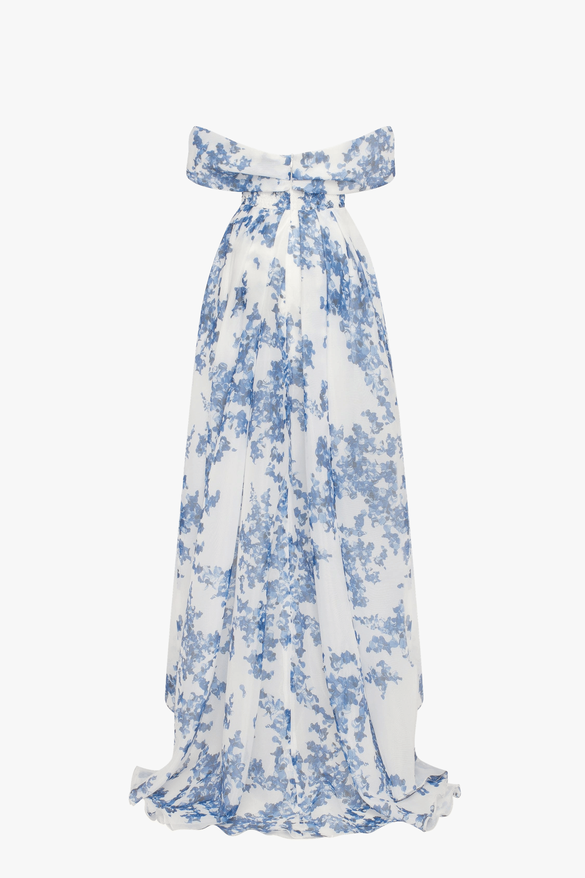 Catchy off-the-shoulder blue hydrangea maxi dress, Garden of Eden made by Milla