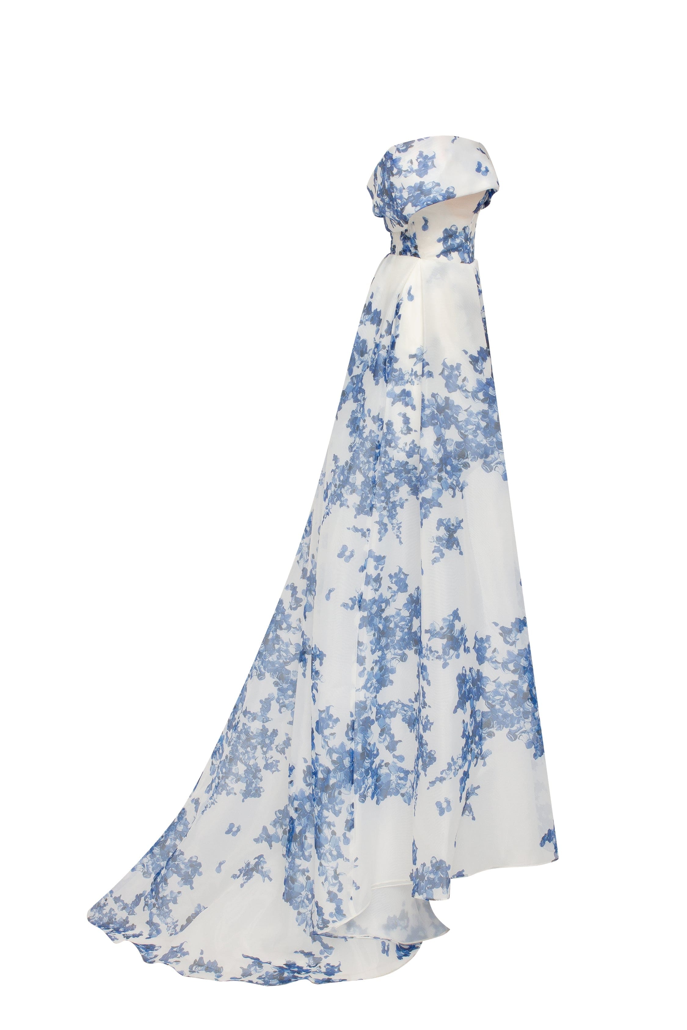 Catchy off-the-shoulder blue hydrangea maxi dress, Garden of Eden made by Milla