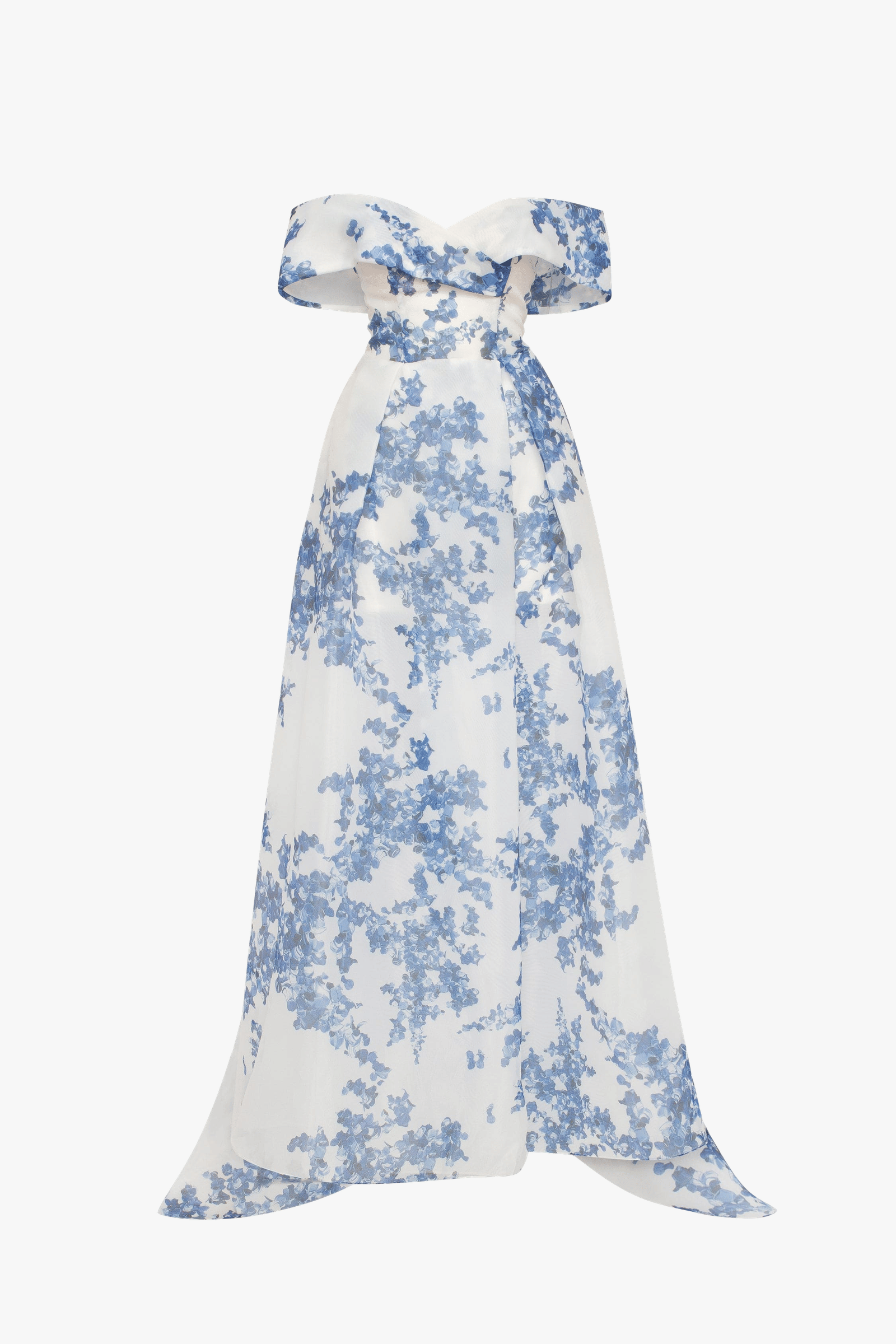 Catchy off-the-shoulder blue hydrangea maxi dress, Garden of Eden made by Milla