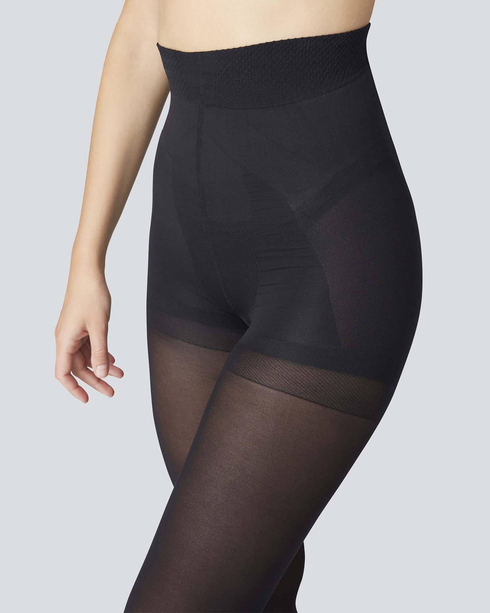Anna Control Top Tights in Black made by Swedish Stockings