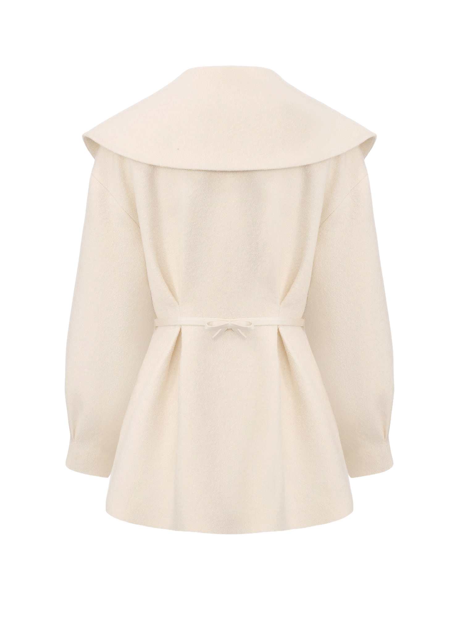 Claudine Bow-Back Wool White Coat made by Nana Jacqueline