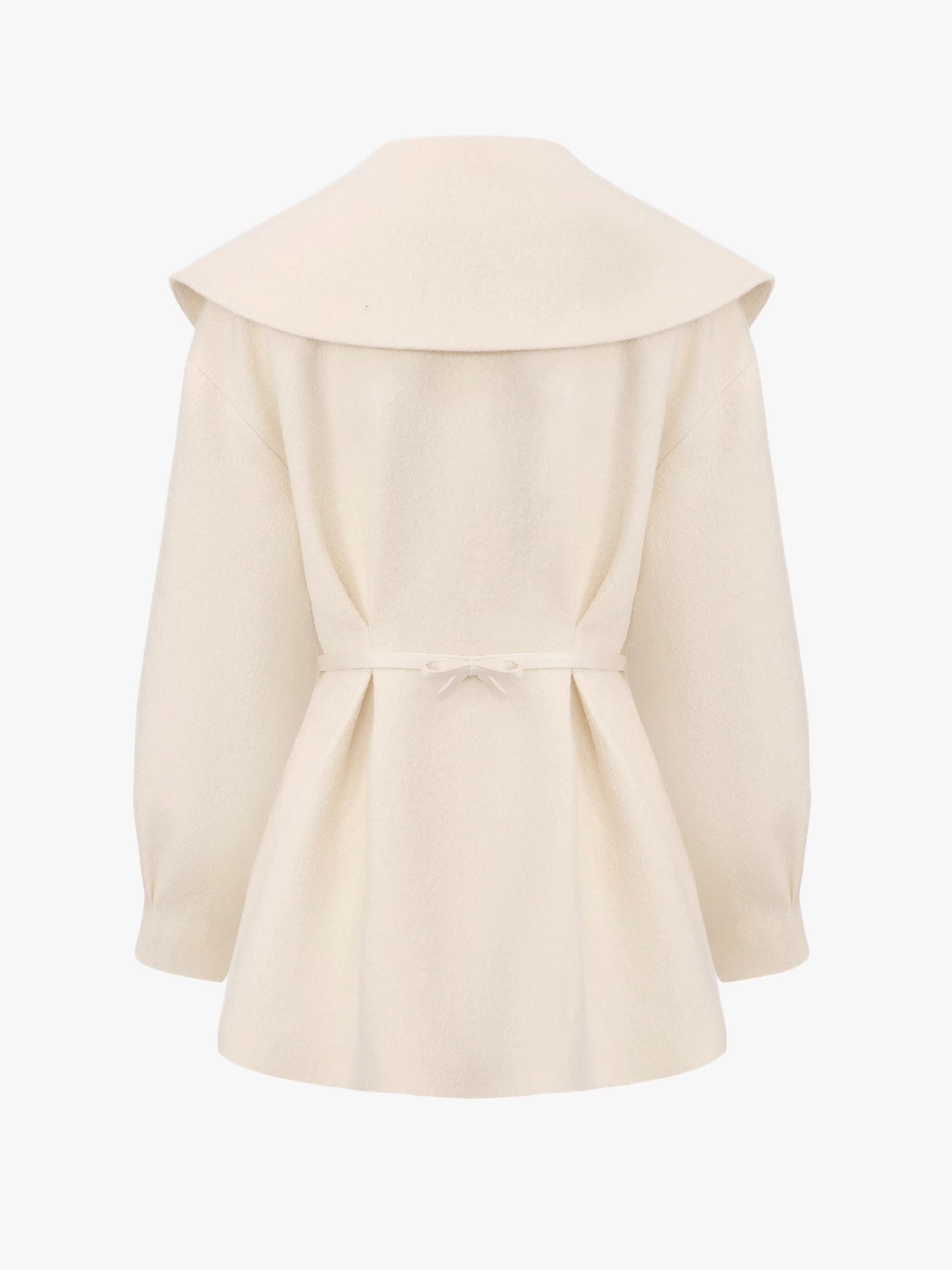 Claudine Bow-Back Wool White Coat made by Nana Jacqueline