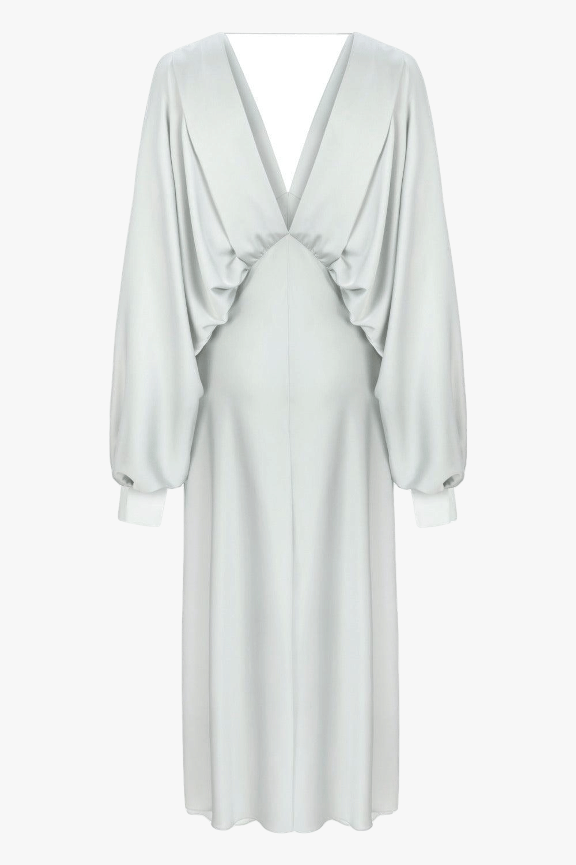 Mila V Neck Satin Dress in Silver made by Nazli Ceren