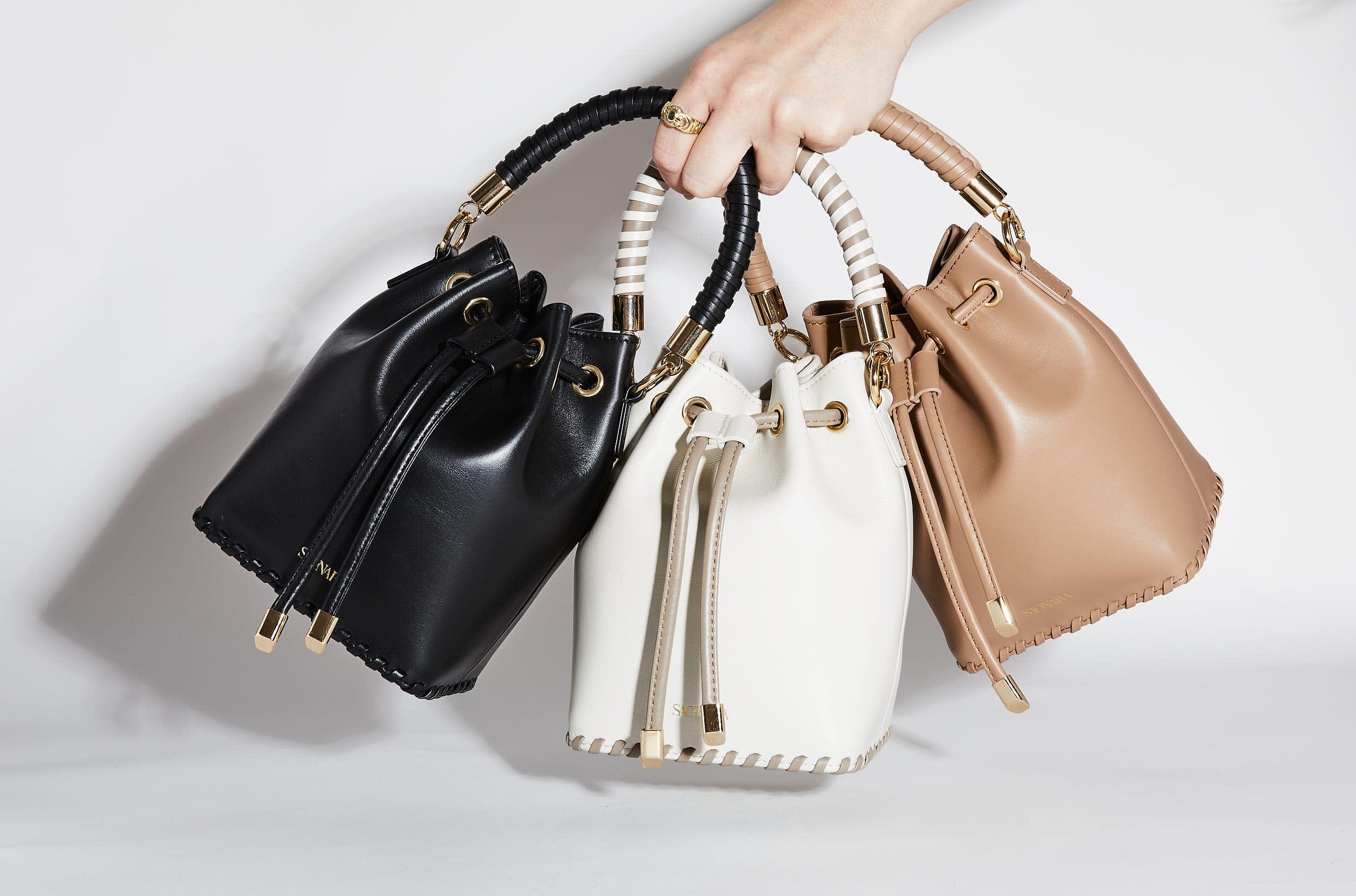 SAONARA MINI BUCKET IVORY LEATHER made by Saonara