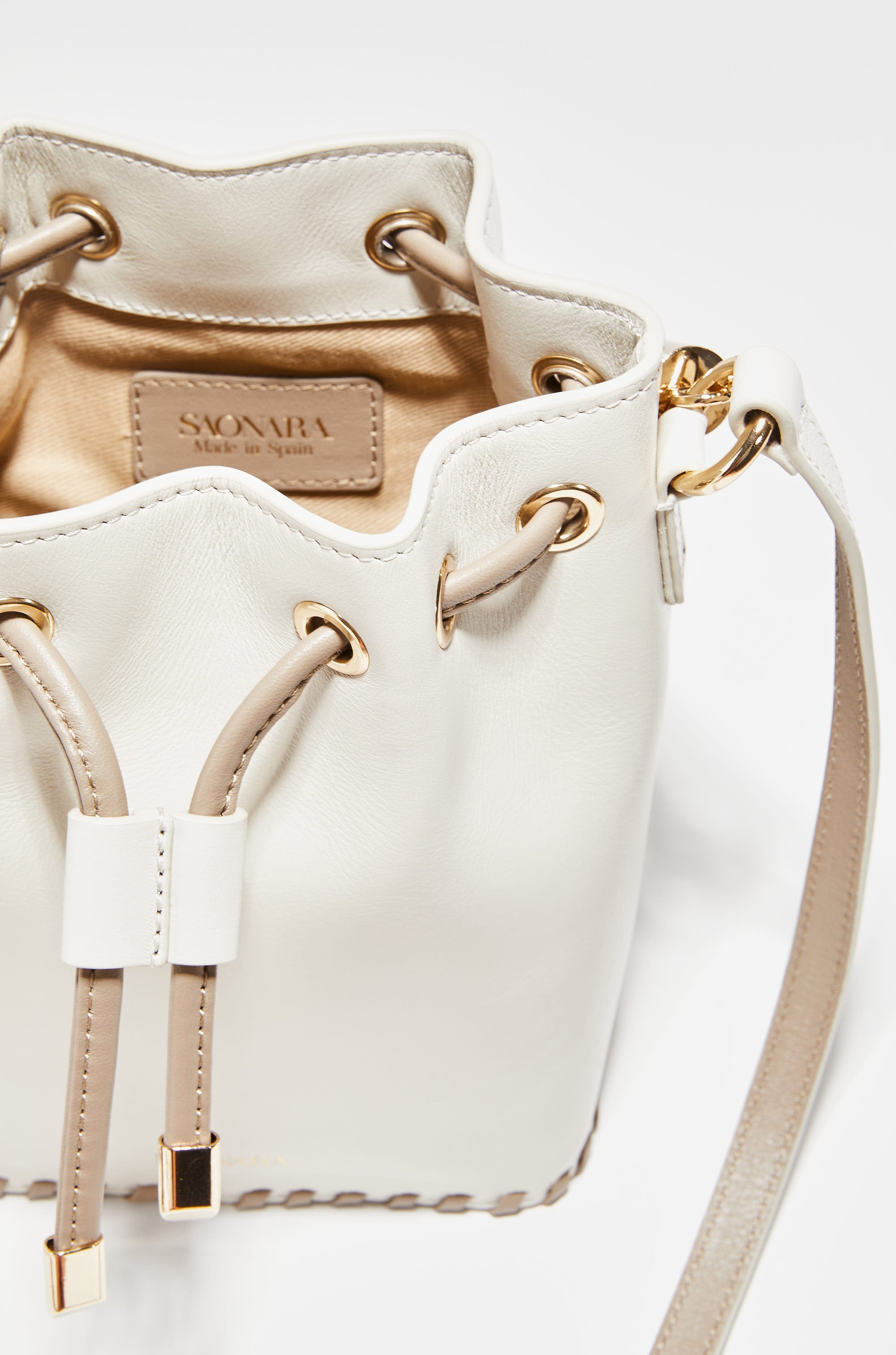 SAONARA MINI BUCKET IVORY LEATHER made by Saonara