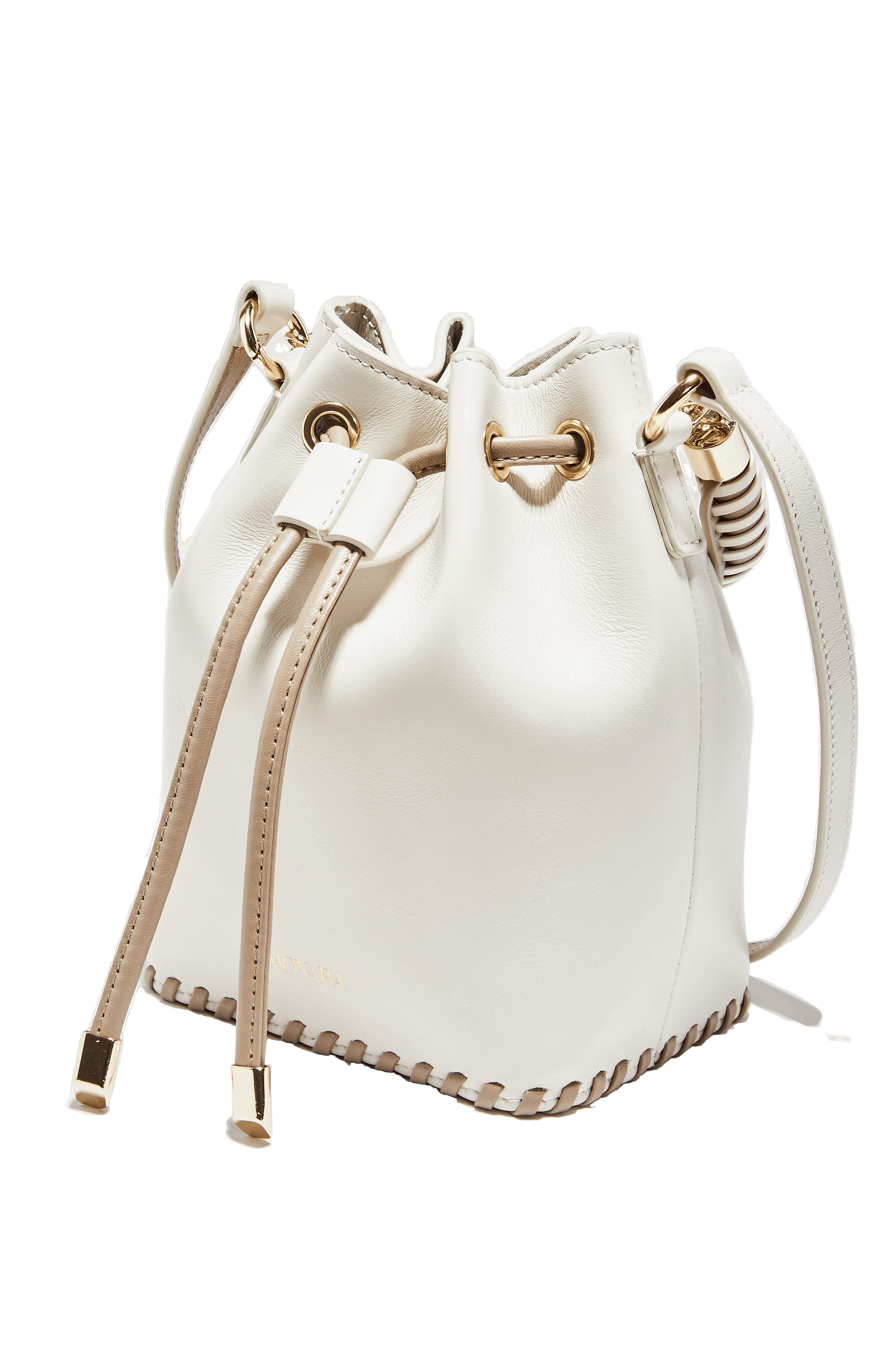 SAONARA MINI BUCKET IVORY LEATHER made by Saonara