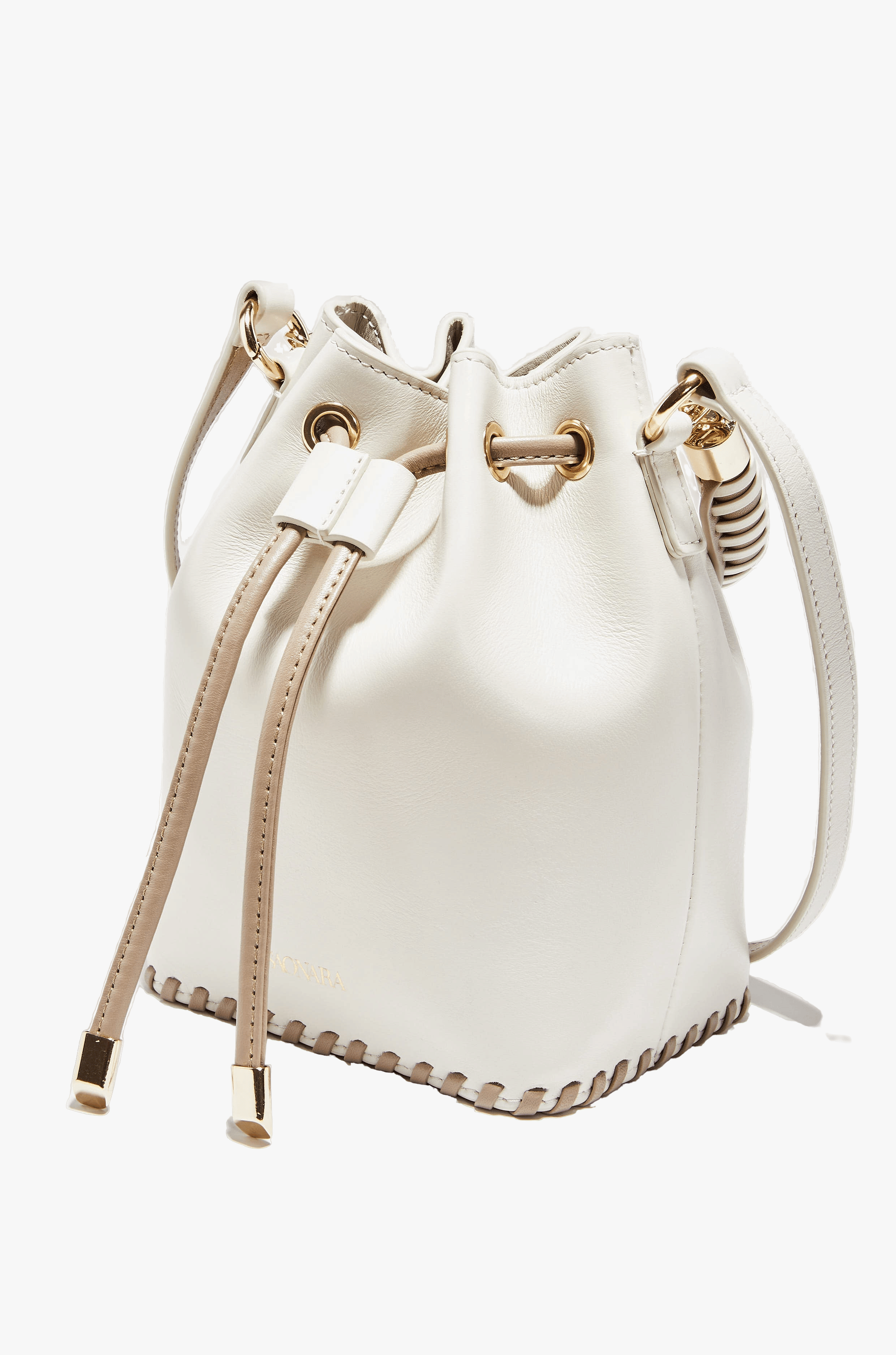 SAONARA MINI BUCKET IVORY LEATHER made by Saonara