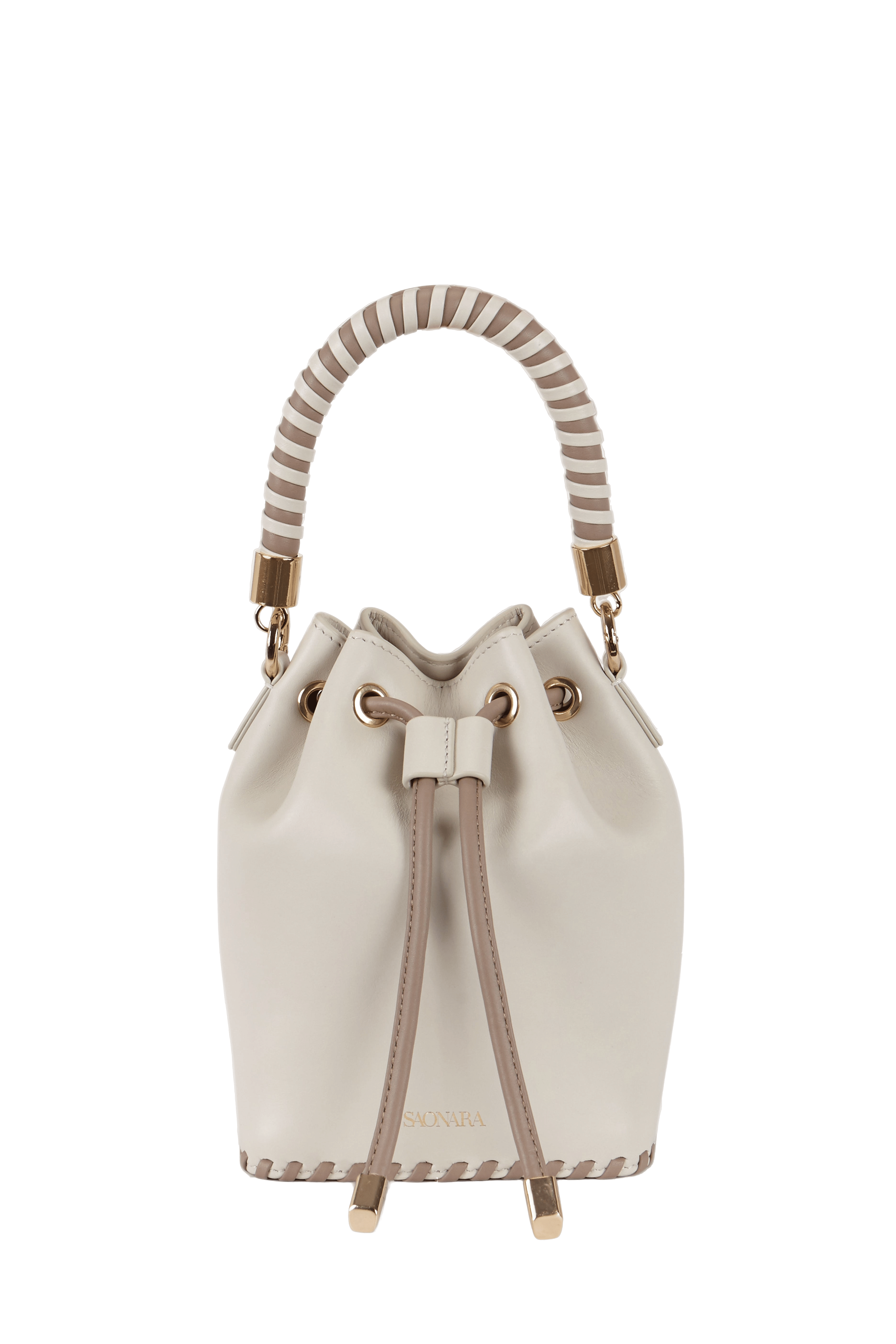 SAONARA MINI BUCKET IVORY LEATHER made by Saonara
