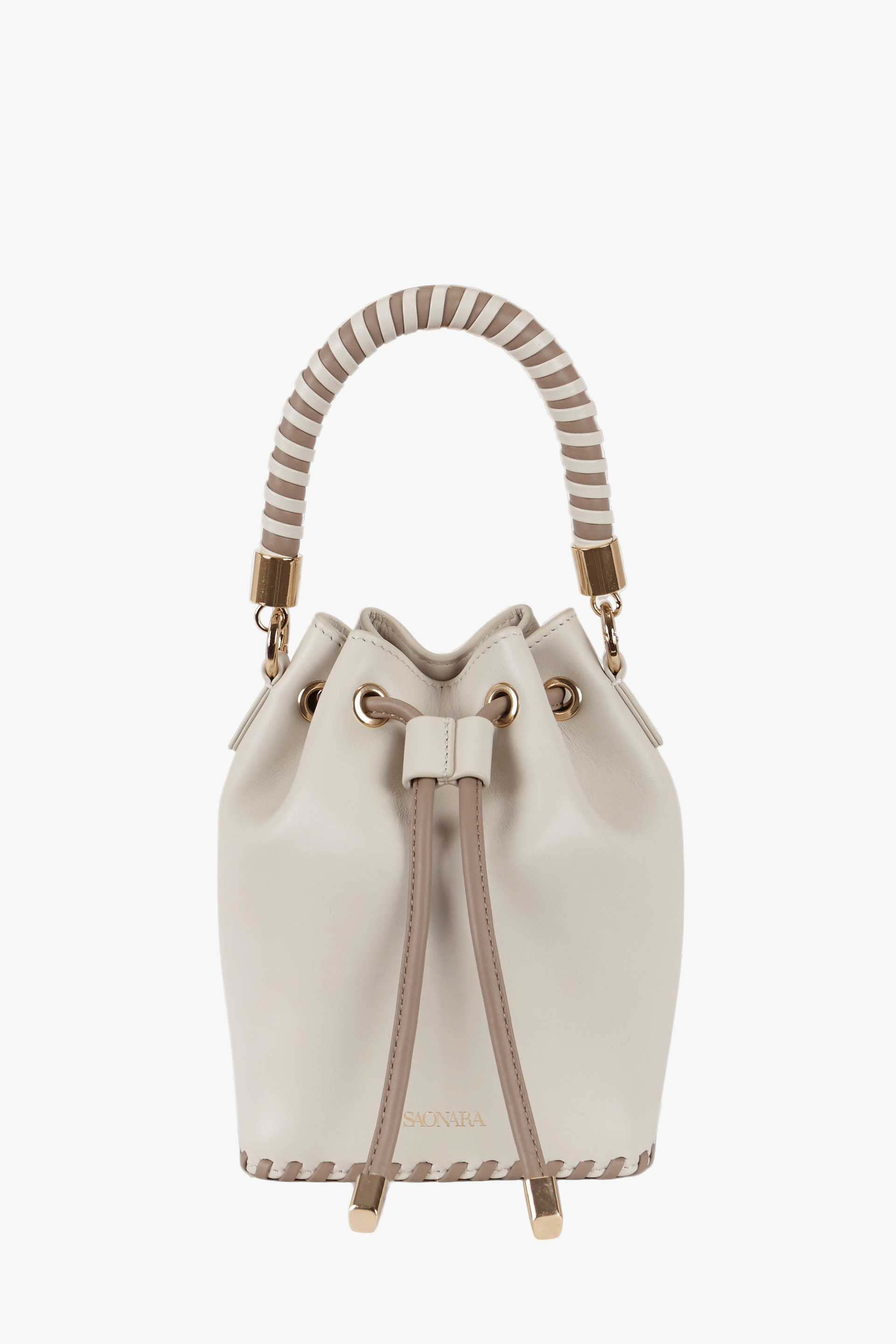 SAONARA MINI BUCKET IVORY LEATHER made by Saonara