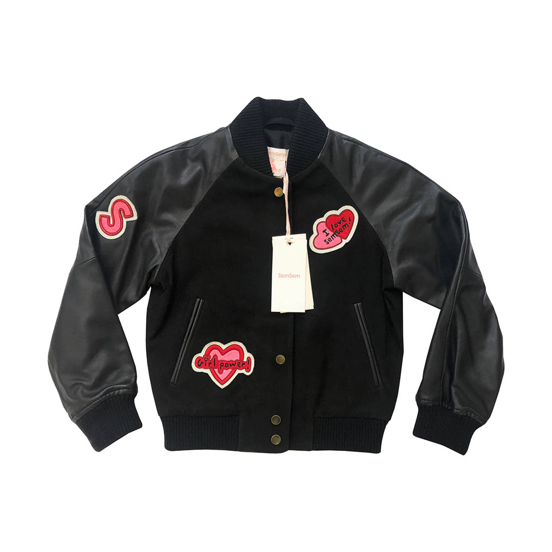 Hanna Leather Bomber Jacket - Black made by SEMSEM