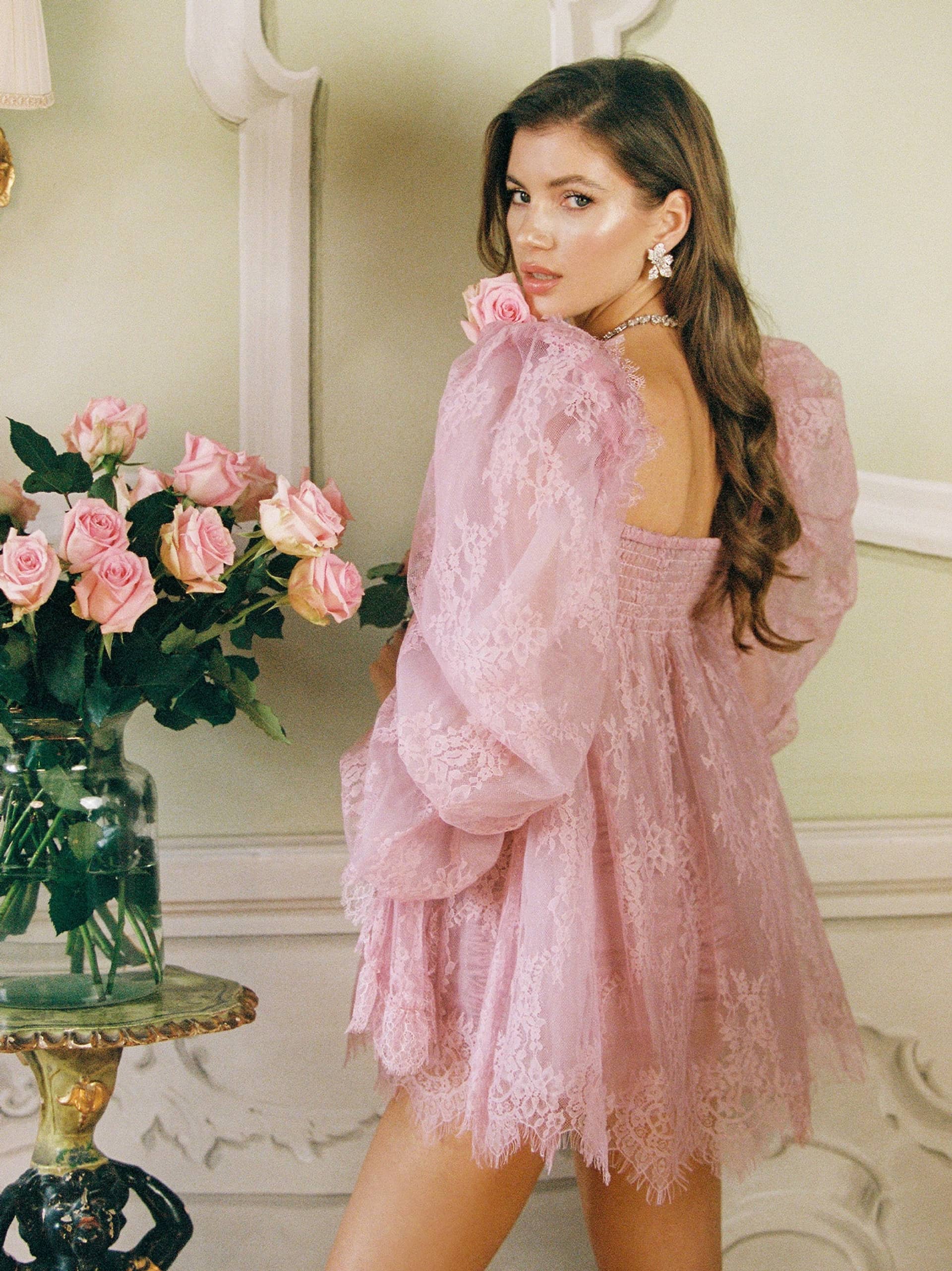 Bianca Lace Dress (Pink/Purple) made by Nana Jacqueline