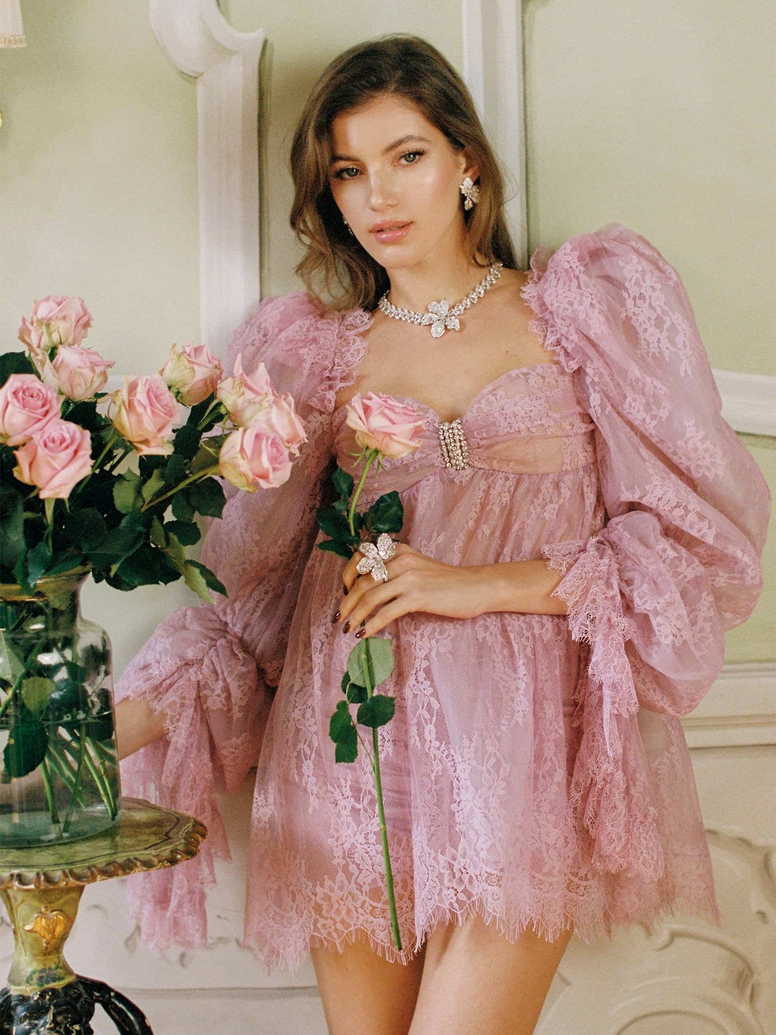 Bianca Lace Dress (Pink/Purple) made by Nana Jacqueline