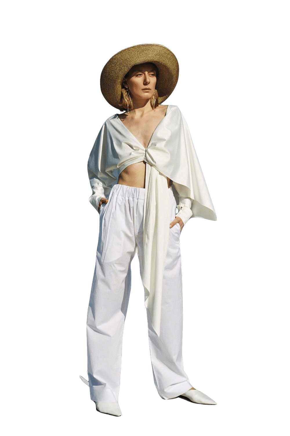 Angy Asymmetric Blouse in White in White made by Nazli Ceren