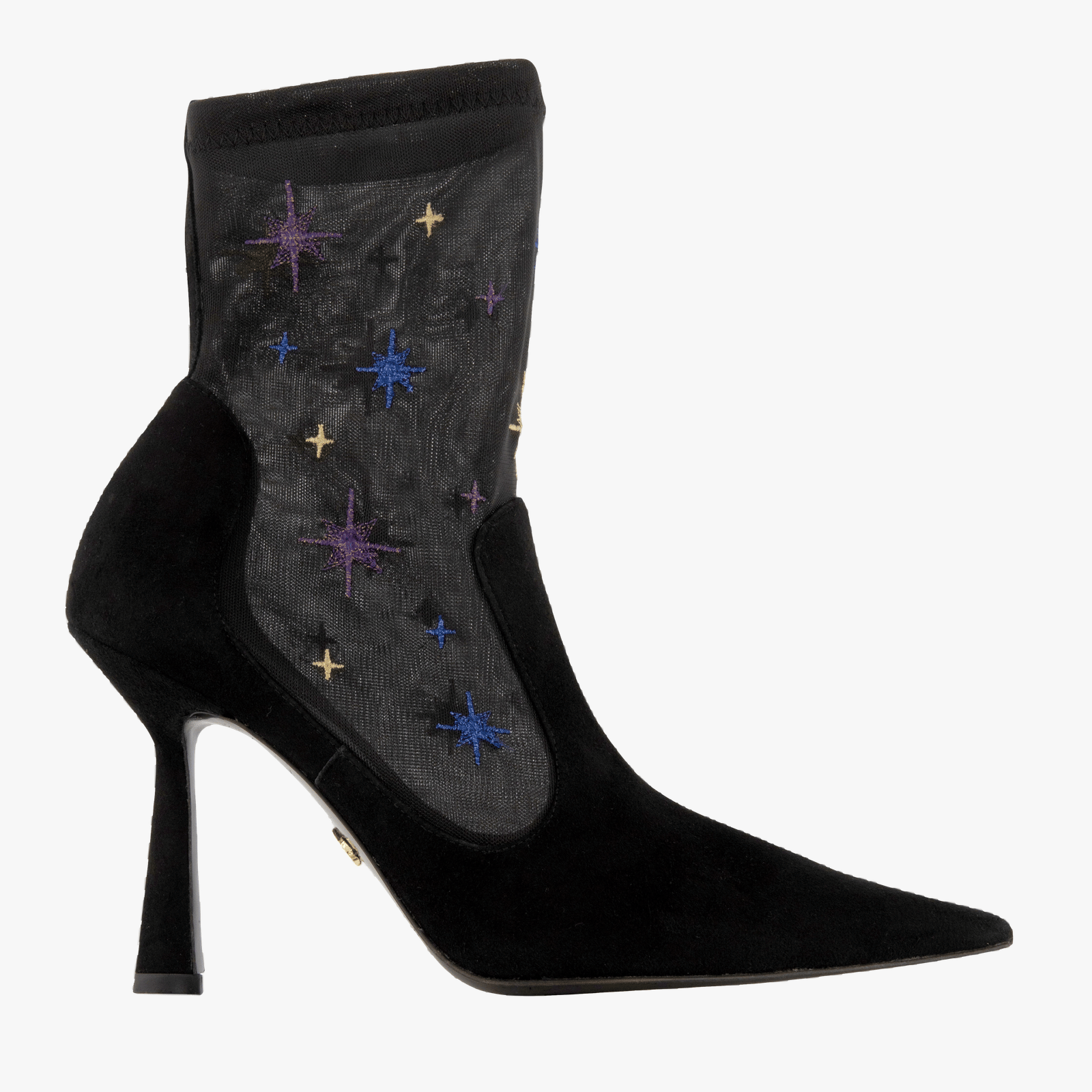 Anna Boot 95 Black Suede and Star Embroidery in Black made by ATANA
