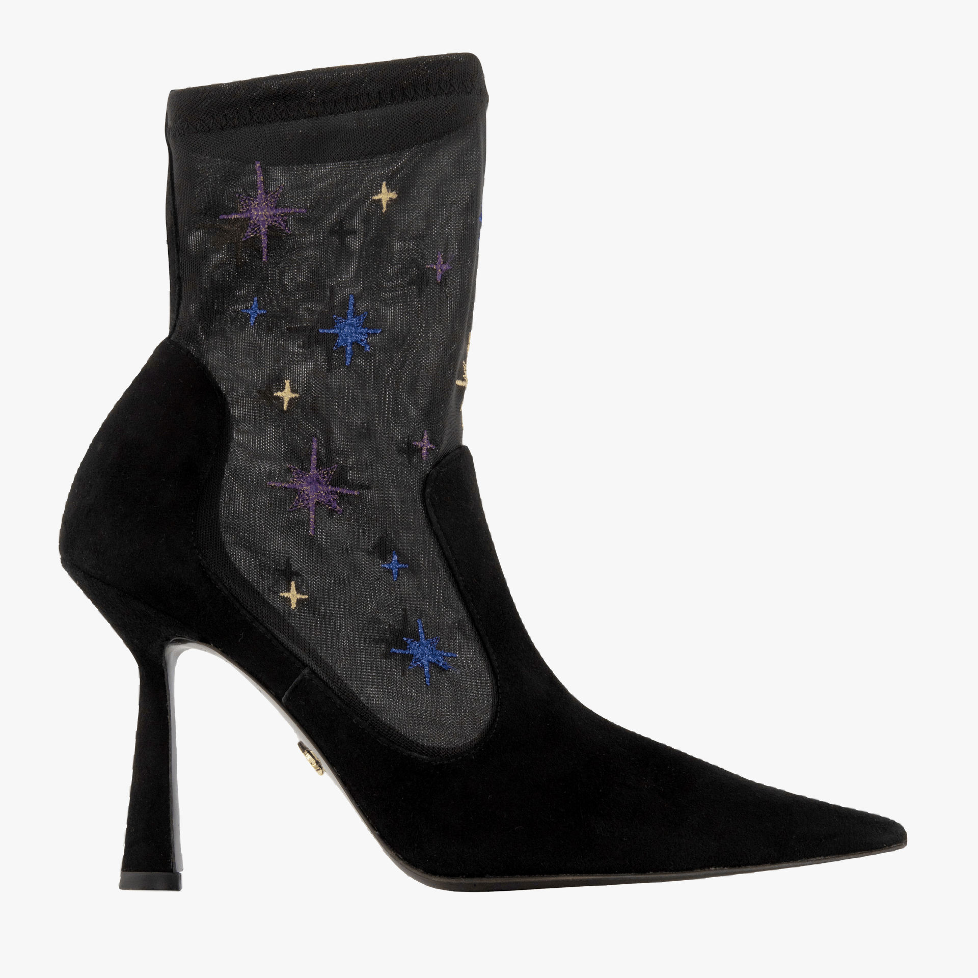 Anna Boot 95 Black Suede and Star Embroidery in Black made by ATANA