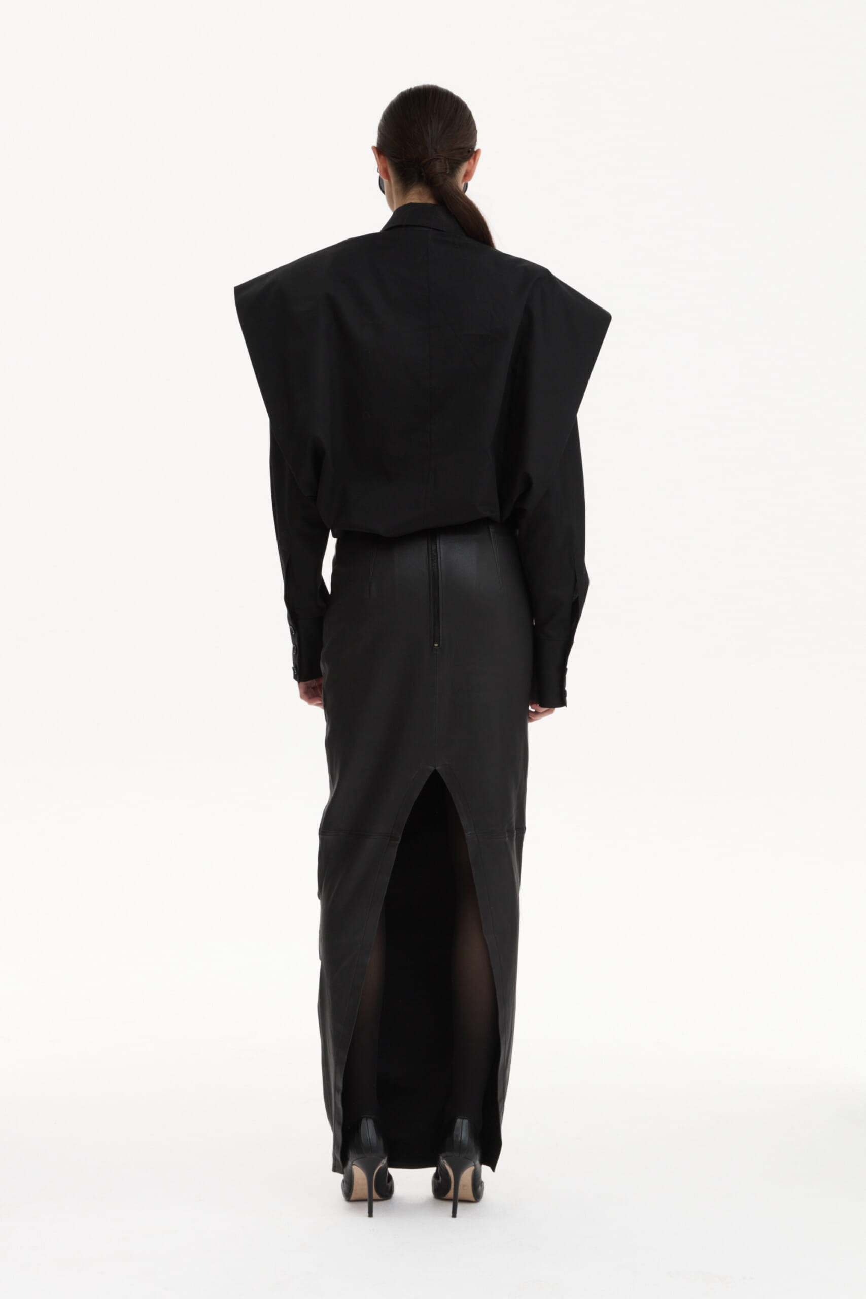 Shirt With Wide Shoulders Black made by YAVORSKA