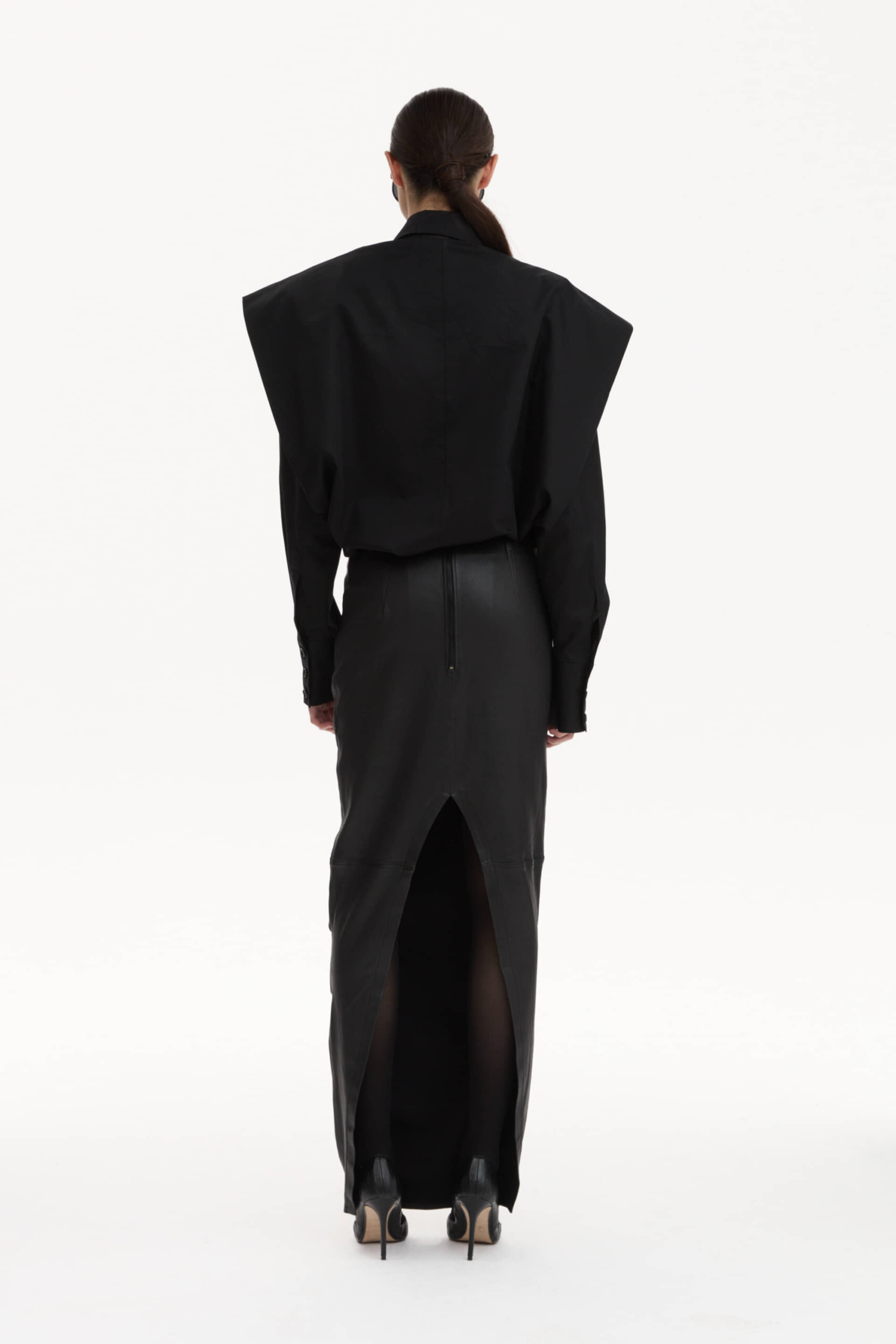 Shirt With Wide Shoulders Black made by YAVORSKA