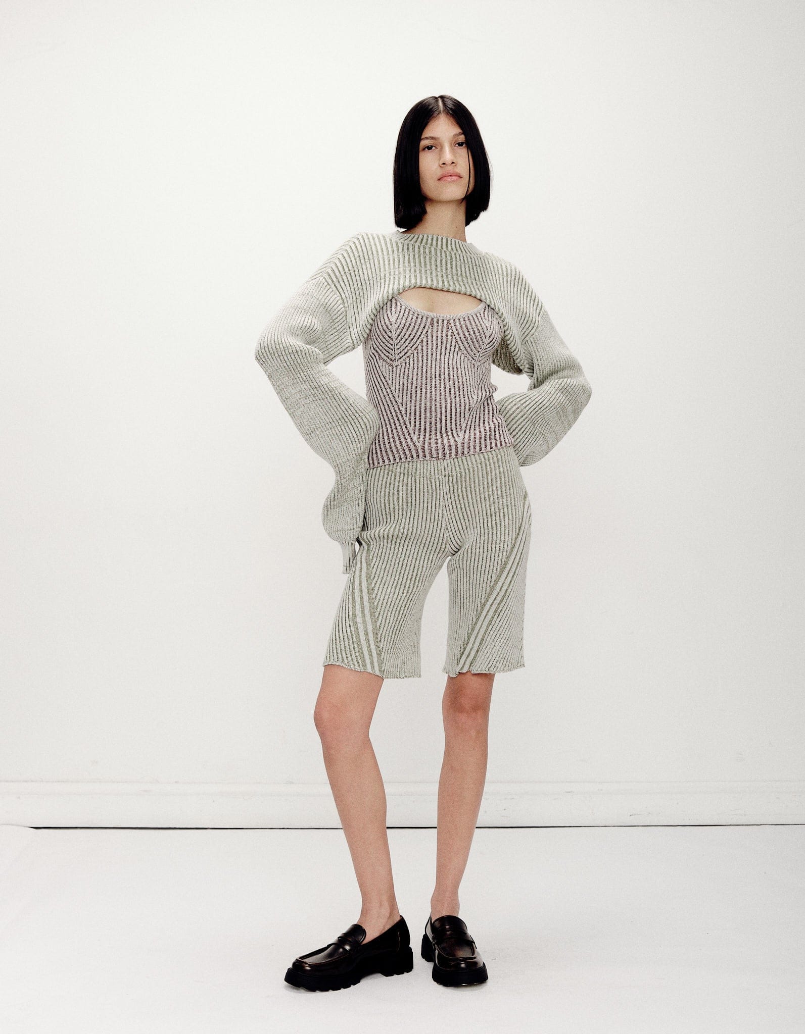 Turritella Shrug Ivory Green made by Peregrina