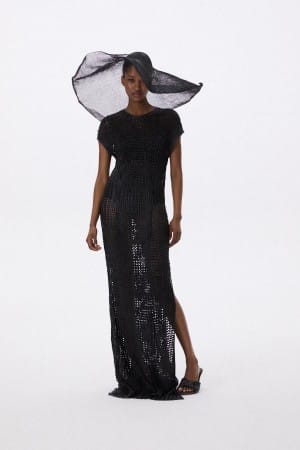 Long Braided Dress In Black made by YAVORSKA