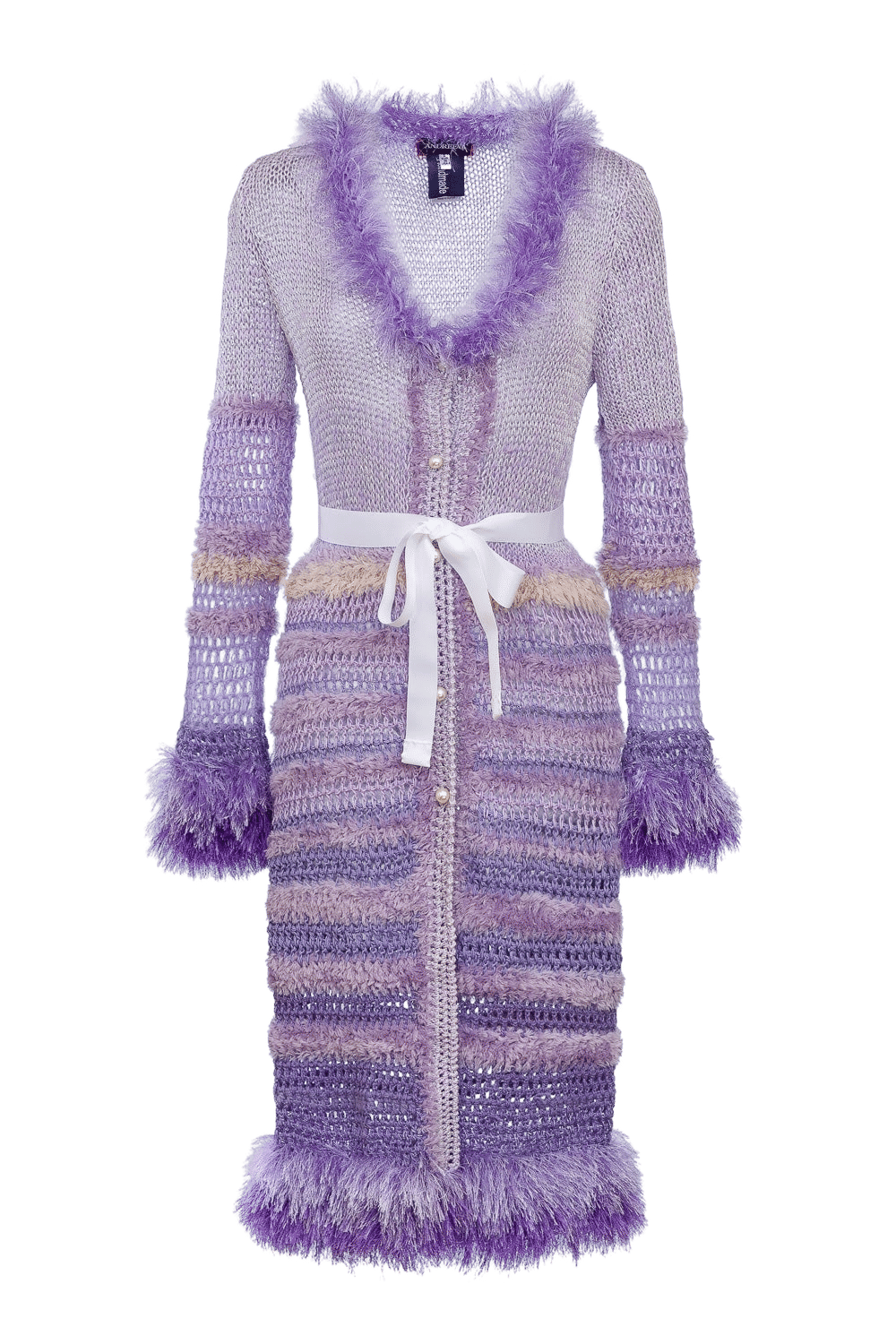 Purple Handmade Knit Cardigan-Dress made by ANDREEVA