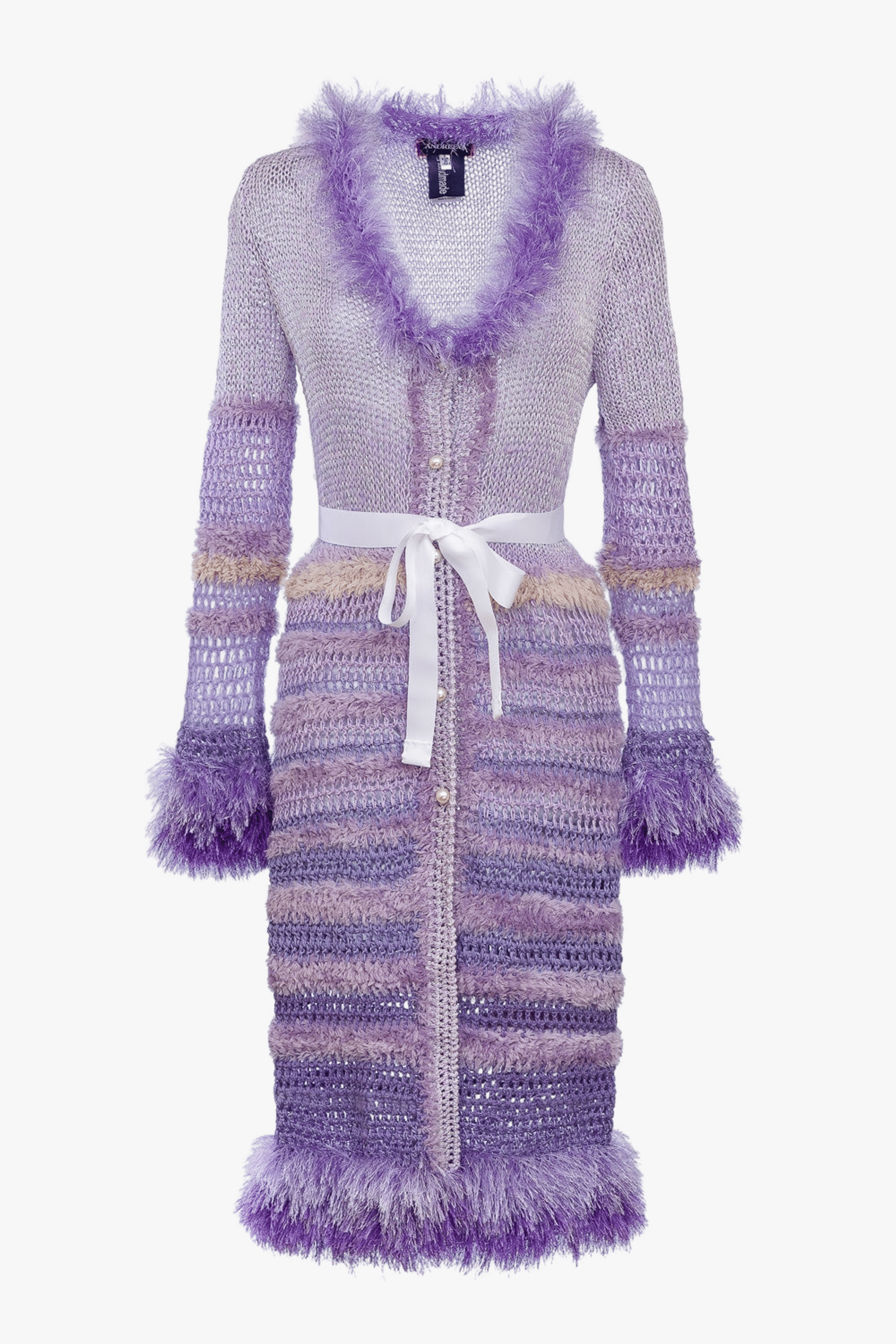 Purple Handmade Knit Cardigan-Dress made by ANDREEVA