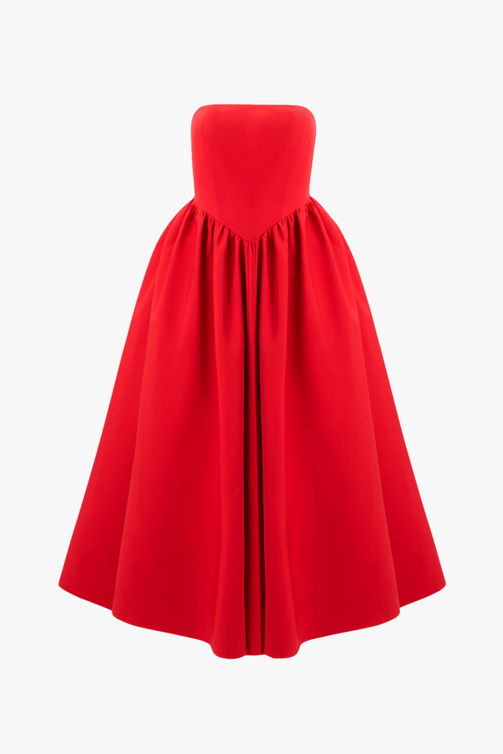 Eva Red Strapless Corset Midi Dress made by Lora Istanbul