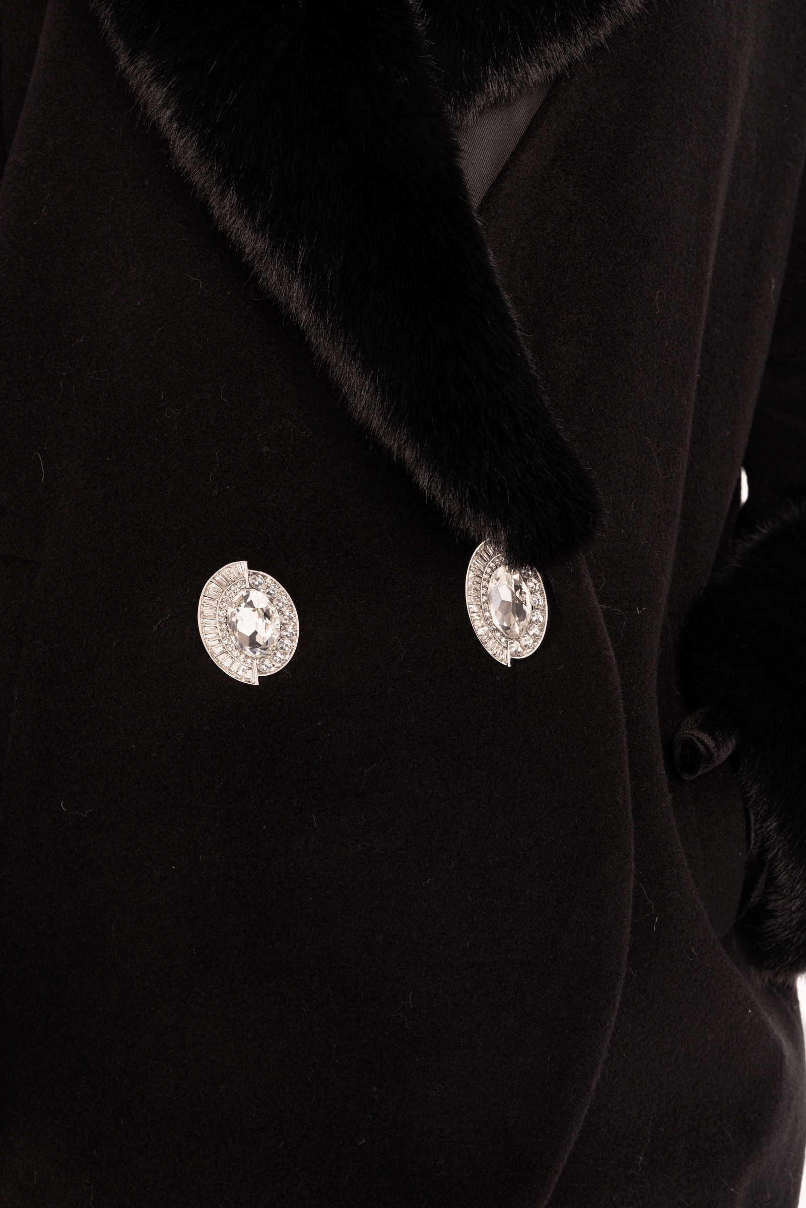 Althea Faux Fur Collar Cocoon Coat (Black) made by Nana Jacqueline