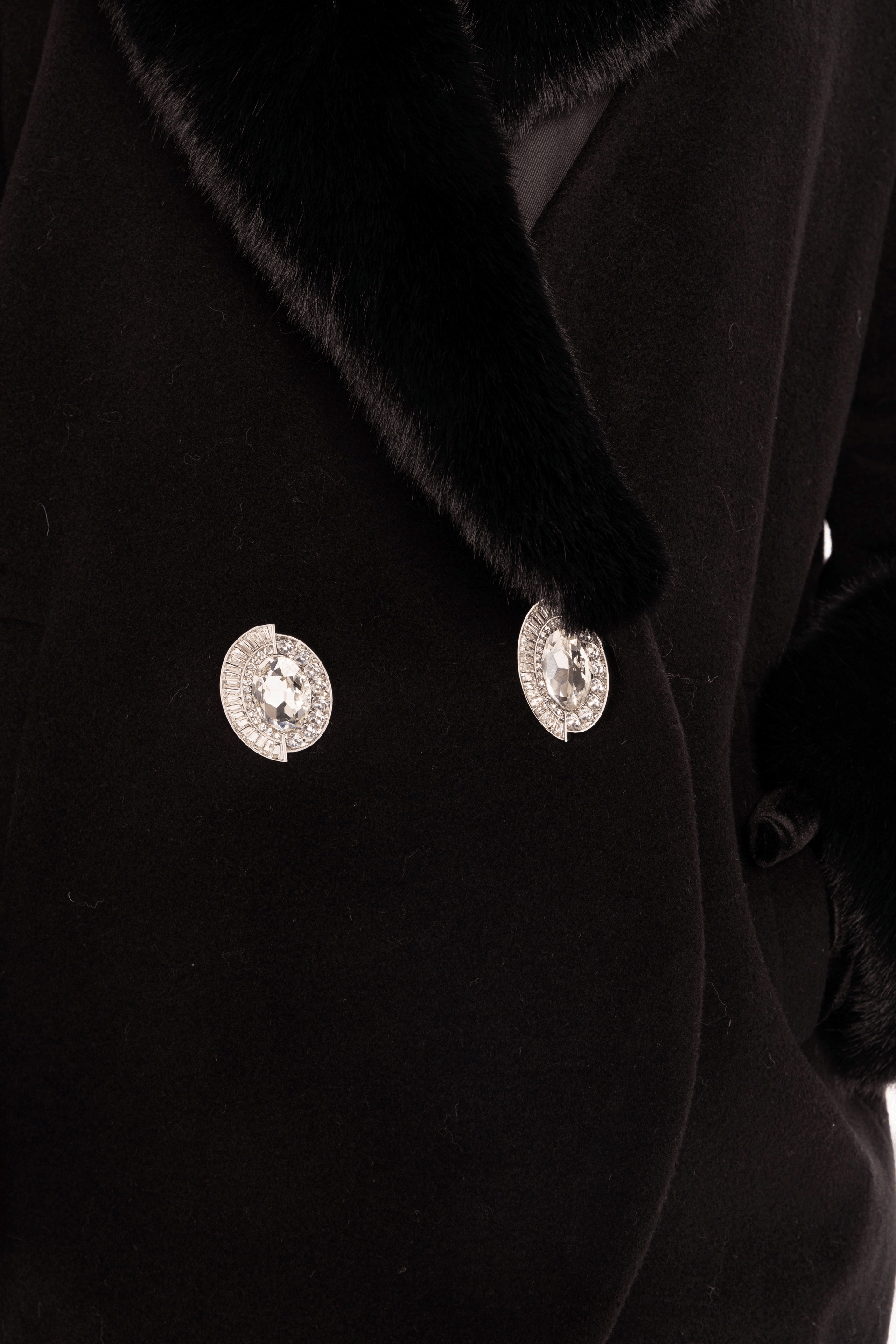 Althea Faux Fur Collar Cocoon Coat (Black) made by Nana Jacqueline