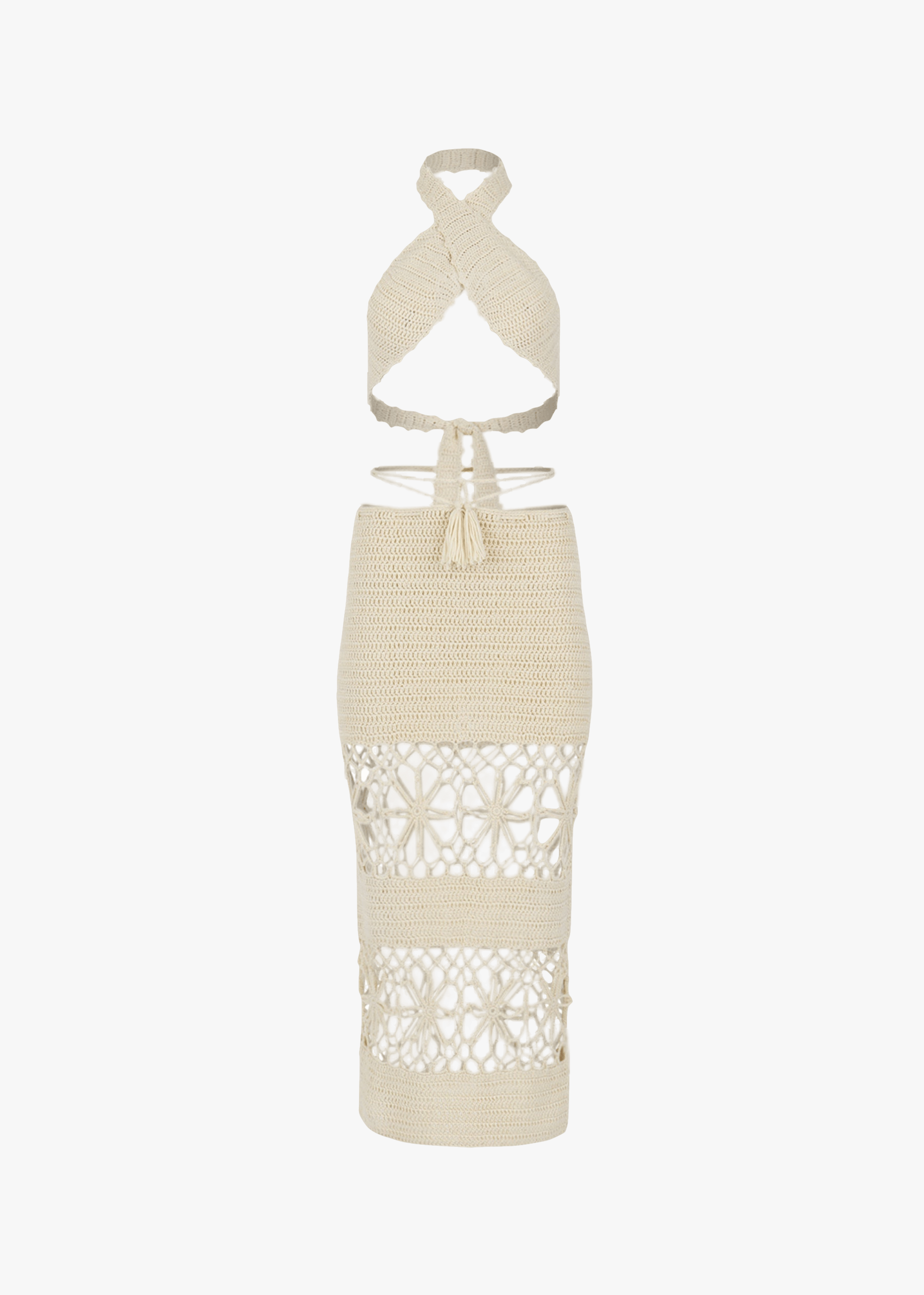 Amaya Crochet Two Piece Set in Stone made by Decolet The Label