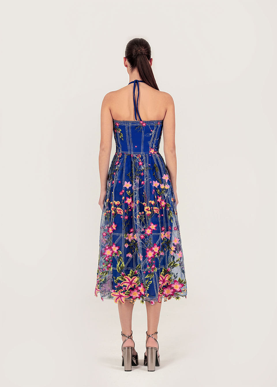 Floral embroidered tulle dress made by Monika Dimova