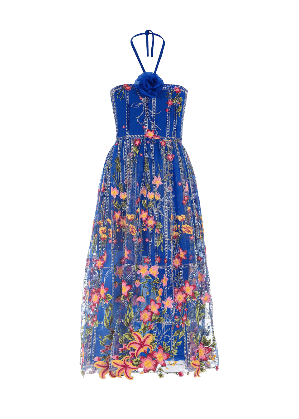 Floral embroidered tulle dress made by Monika Dimova