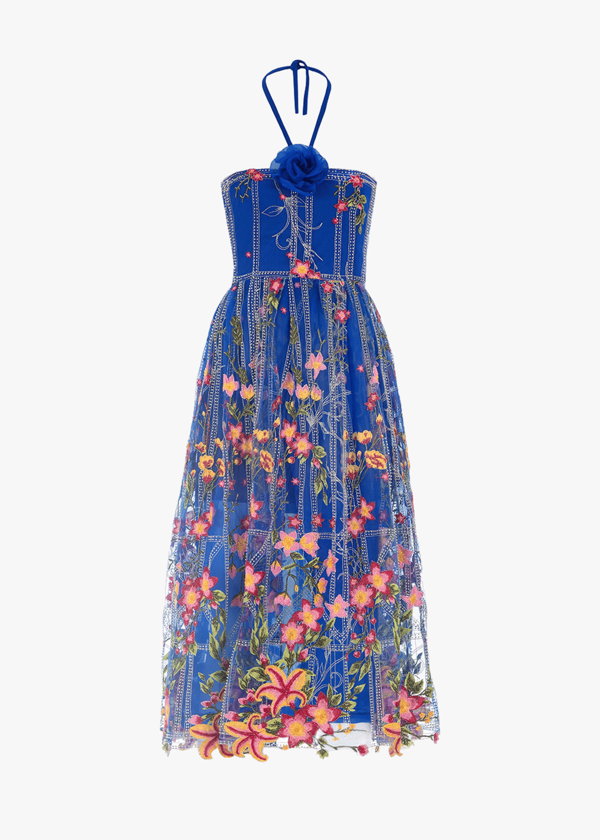 Floral embroidered tulle dress made by Monika Dimova