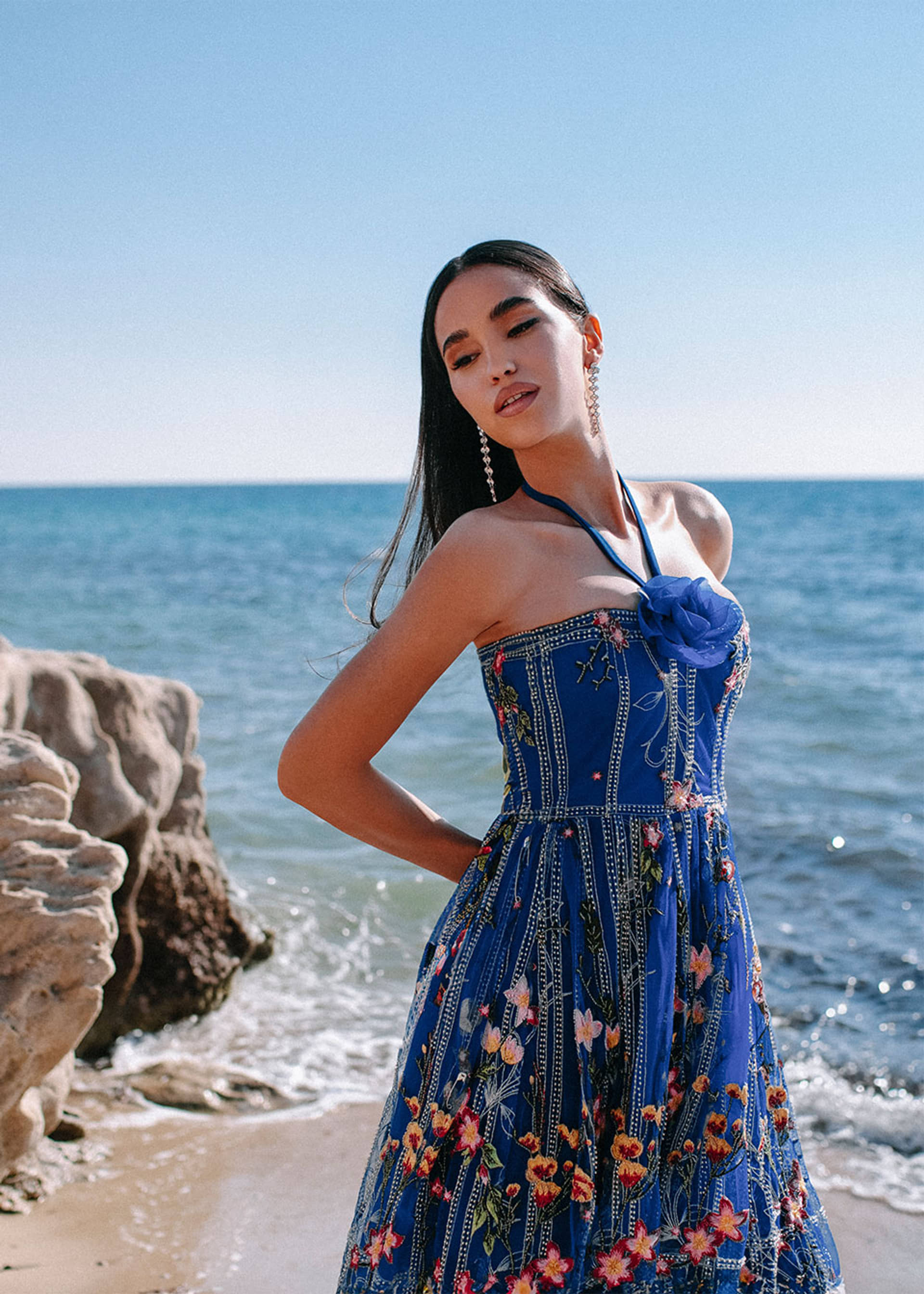 Floral embroidered tulle dress made by Monika Dimova