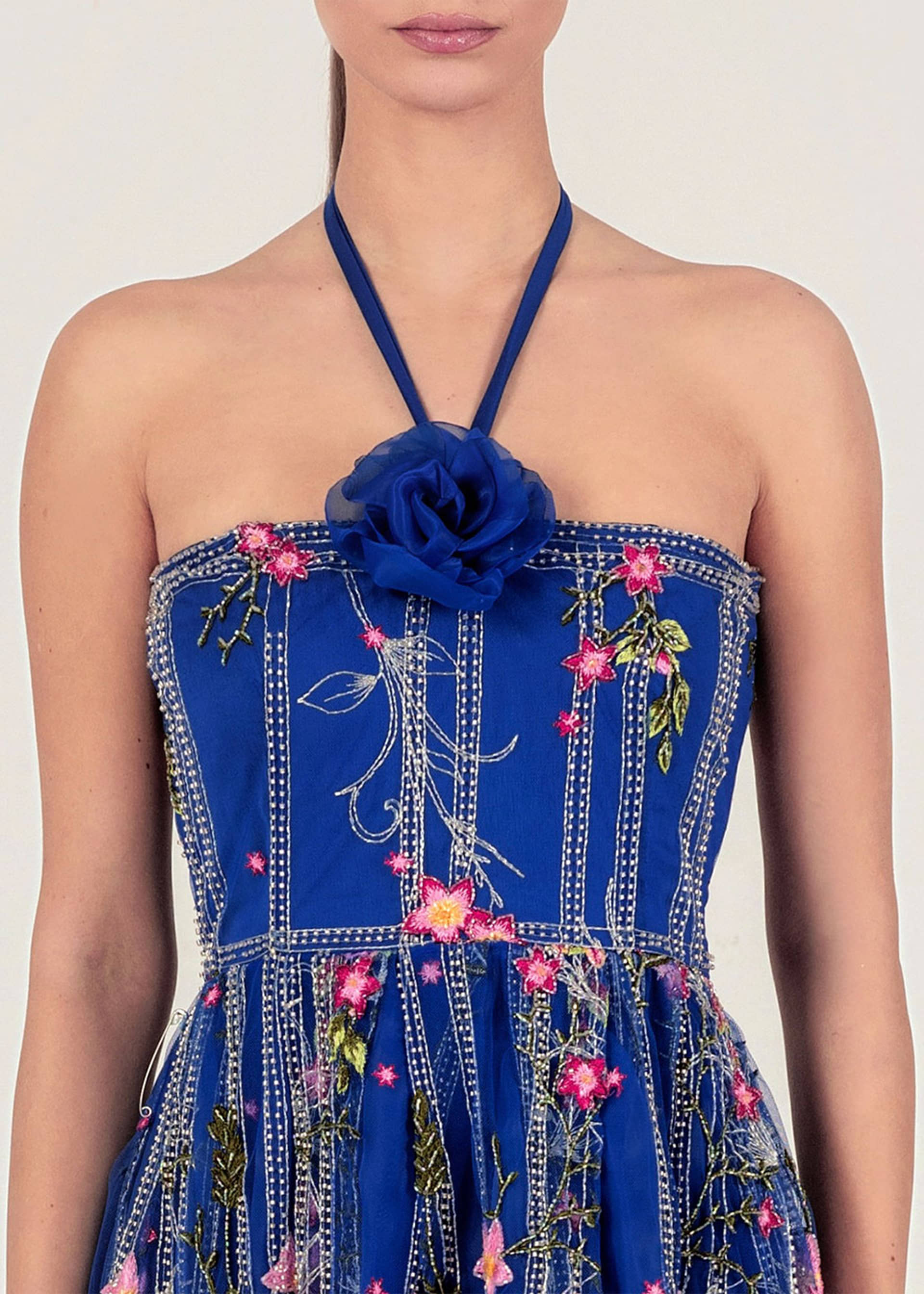 Floral embroidered tulle dress made by Monika Dimova