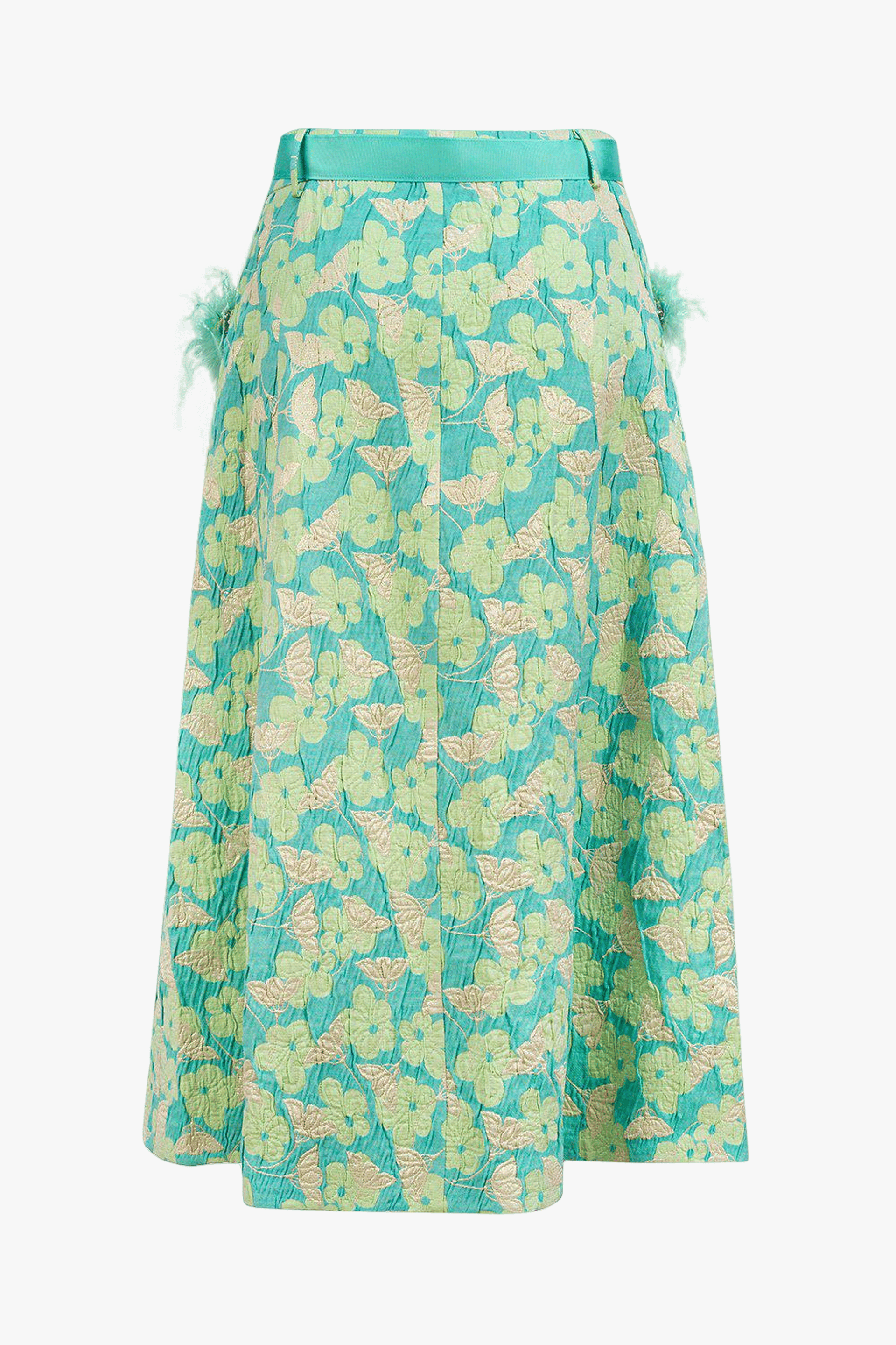 Mint Skirt With Feather Details made by ANDREEVA