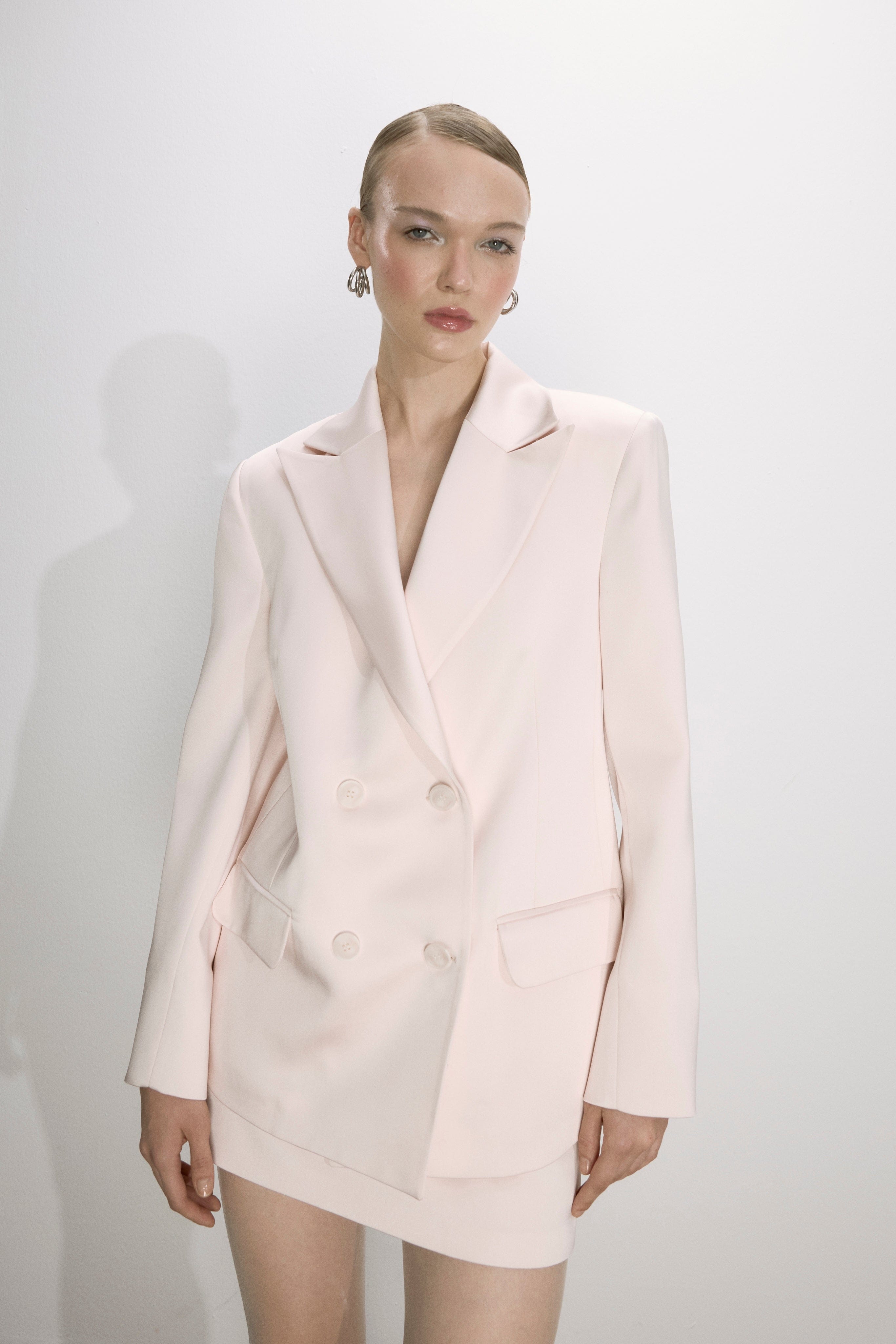 Marde A-Line Mini Skirt In Cloud Pink made by Nazli Ceren