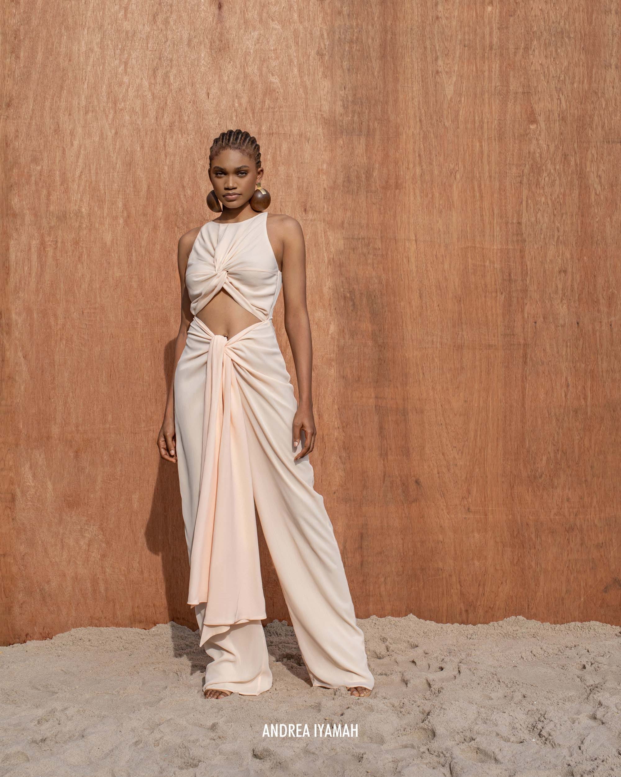 AMINATA CHAMPAGNE JUMPSUIT made by Andrea Iyamah