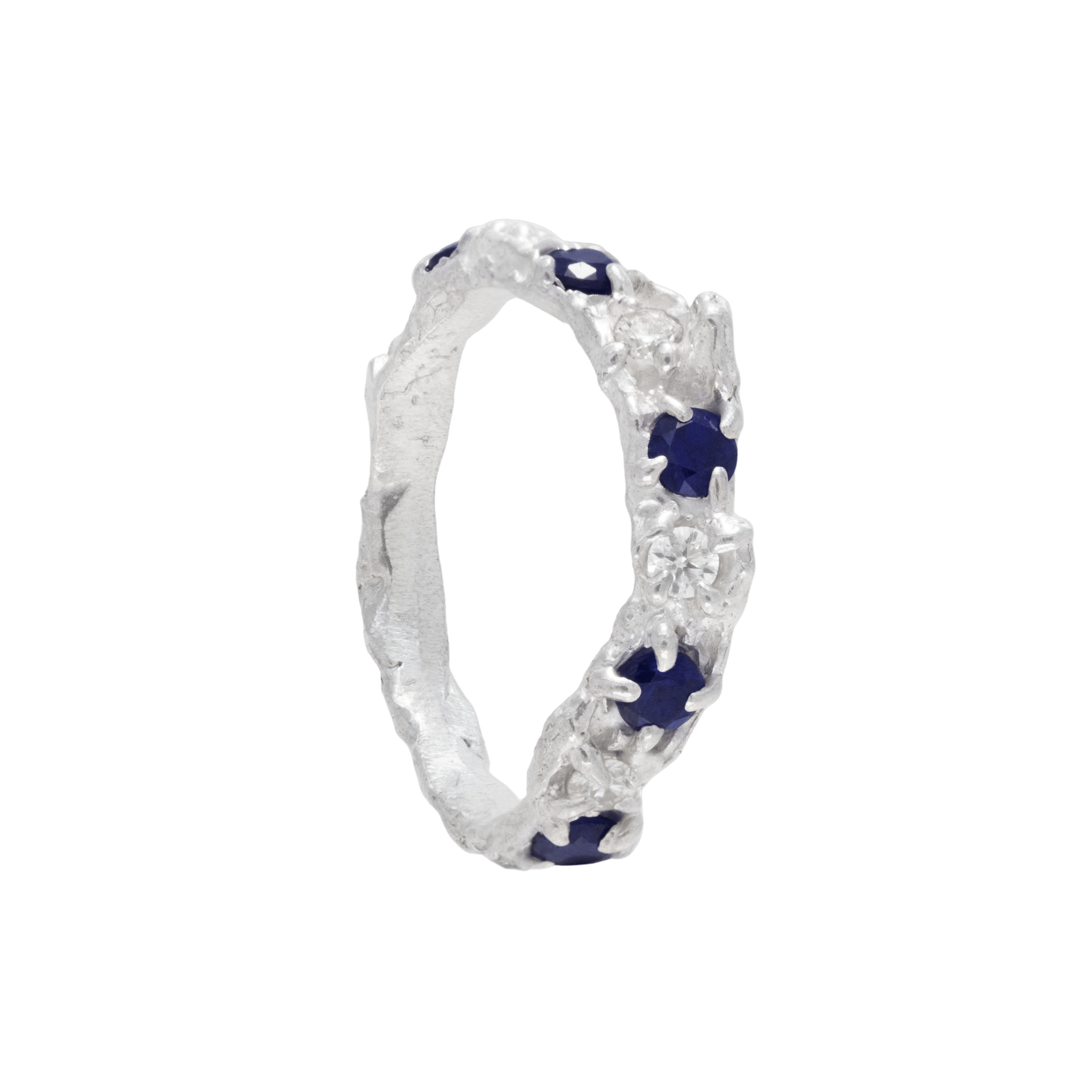 Alba Sapphire Moissanite Argenti Ring made by Loveness Lee