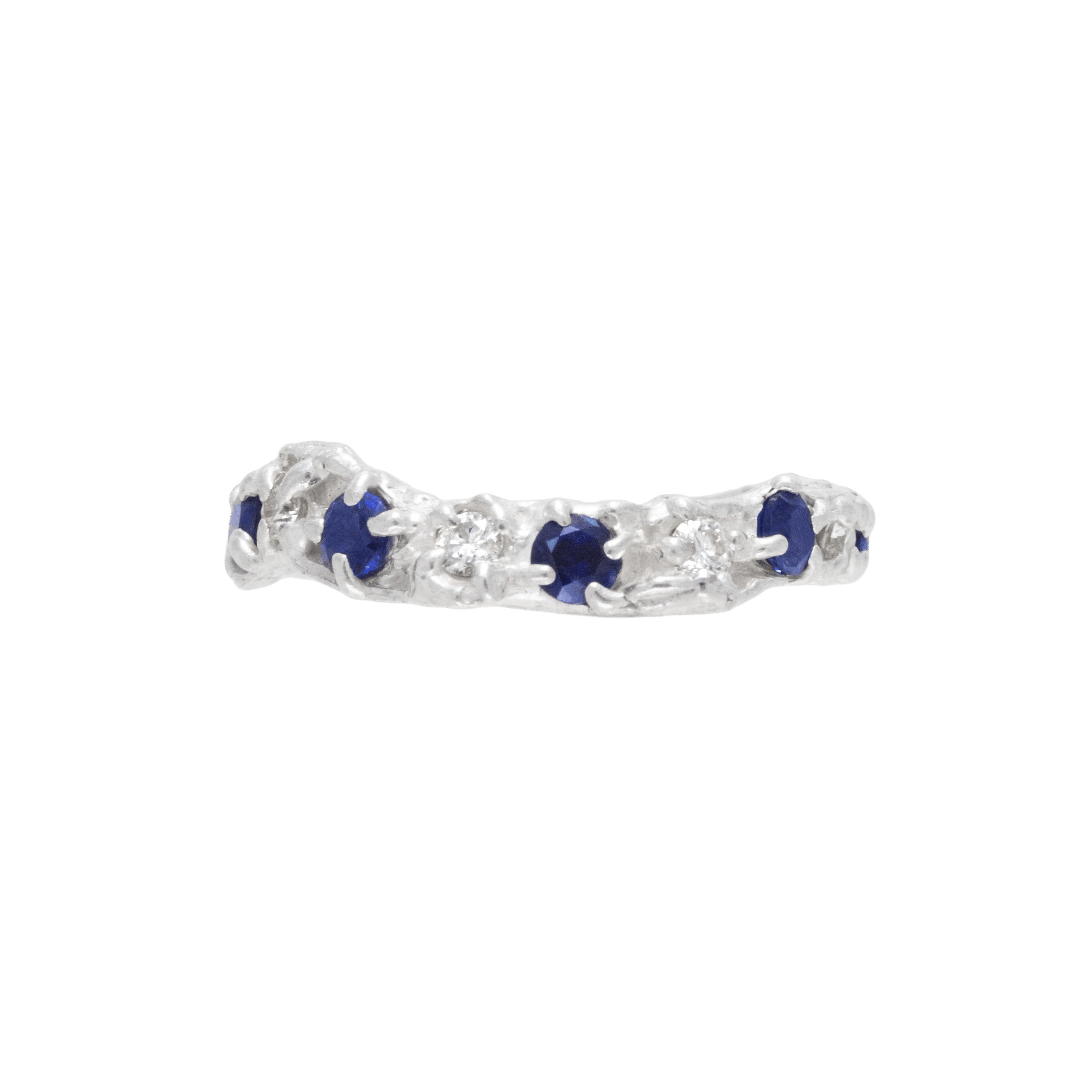 Alba Sapphire Moissanite Argenti Ring made by Loveness Lee