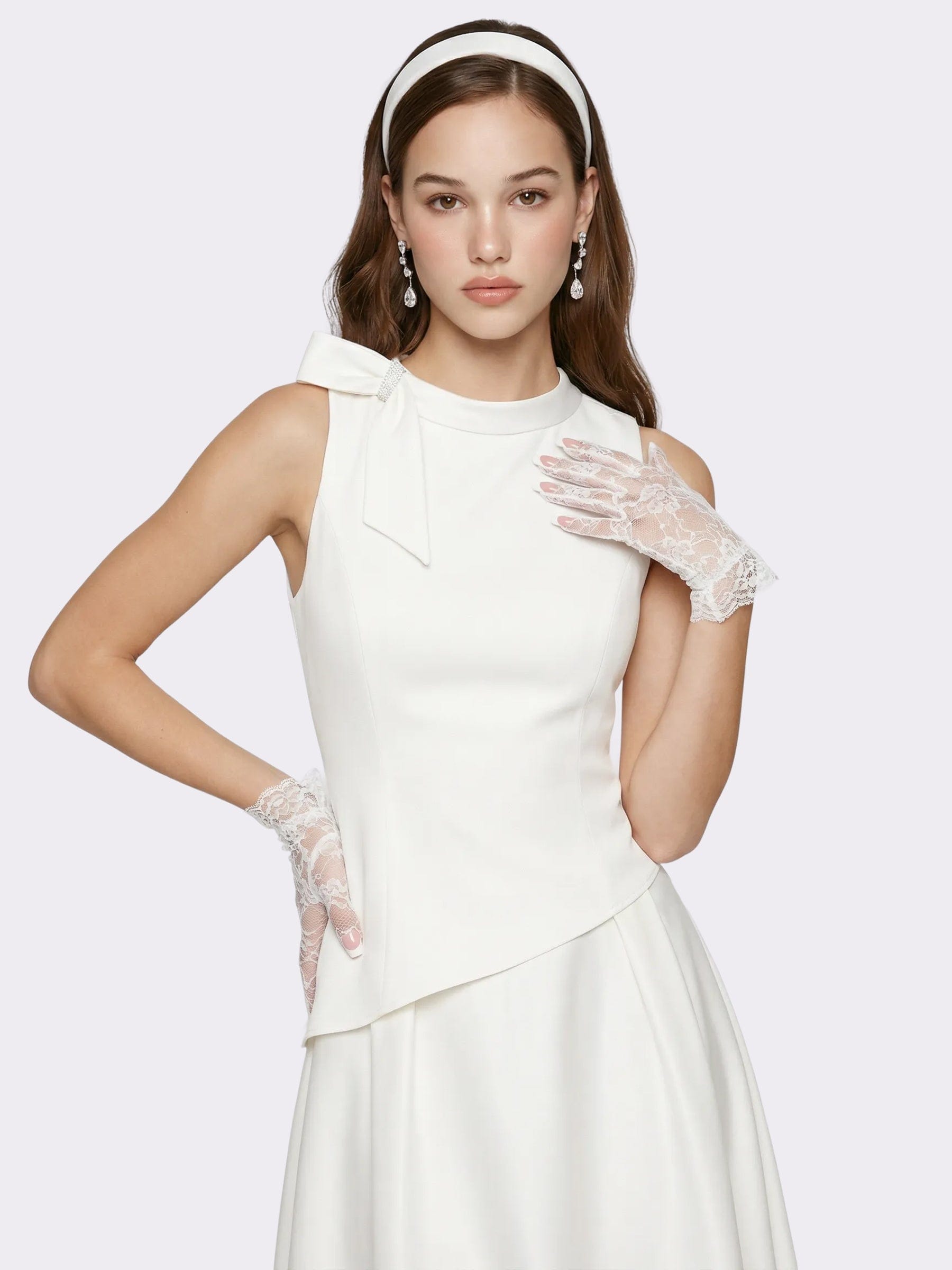 Lily Satin Bow Detail White Top made by Nana Jacqueline